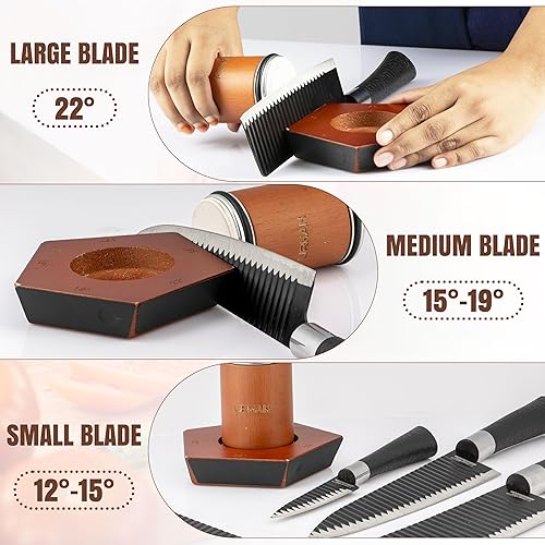 Miniatura 4 de Kit de afilador de cuchillos rodantes, 5 ángulos magnéticos (12, 15, 17, 19 y 22 grados), diamantes y discos de cerámica, sistema de afilado de