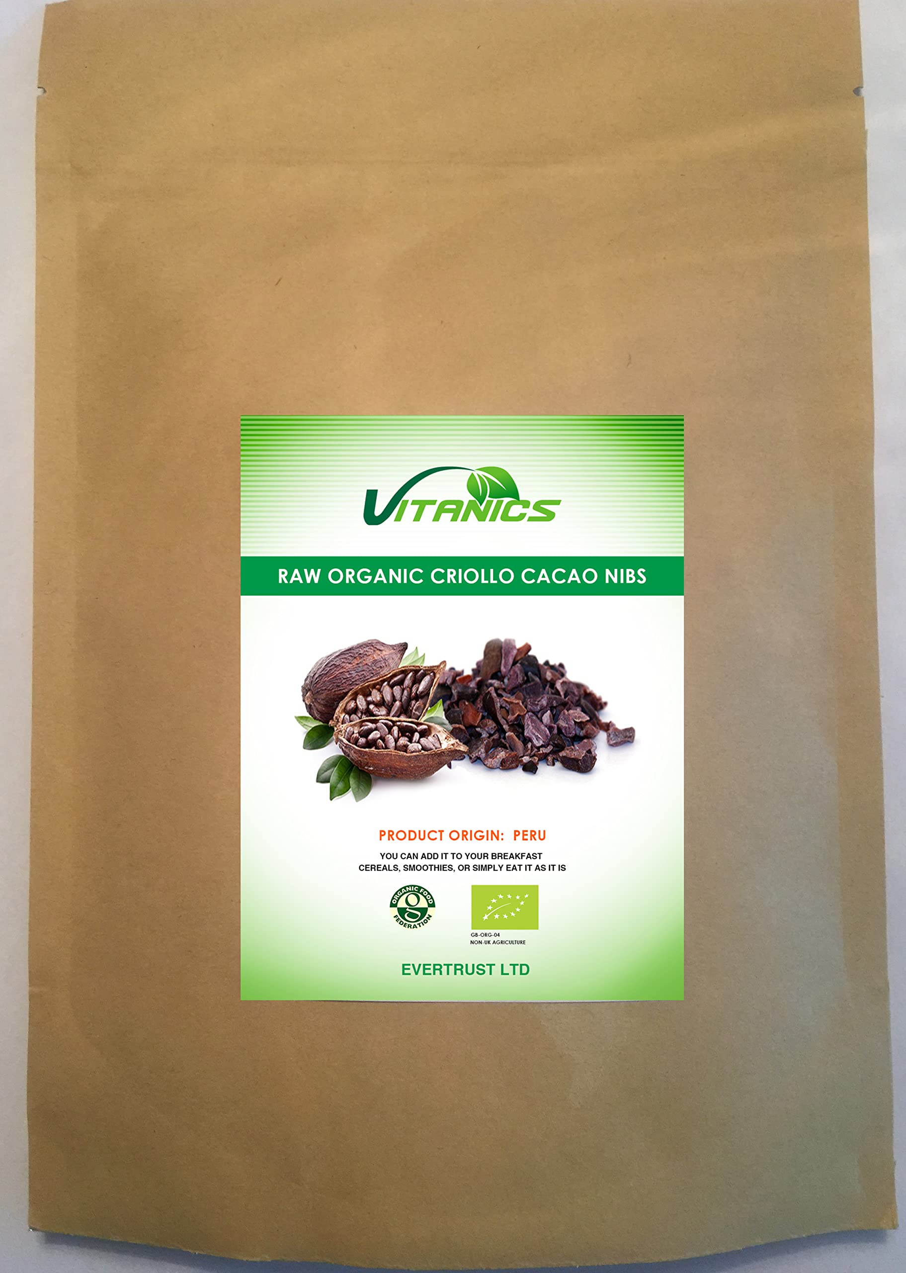 Raw Organic Criollo stalówki kakaowe (1 kg)