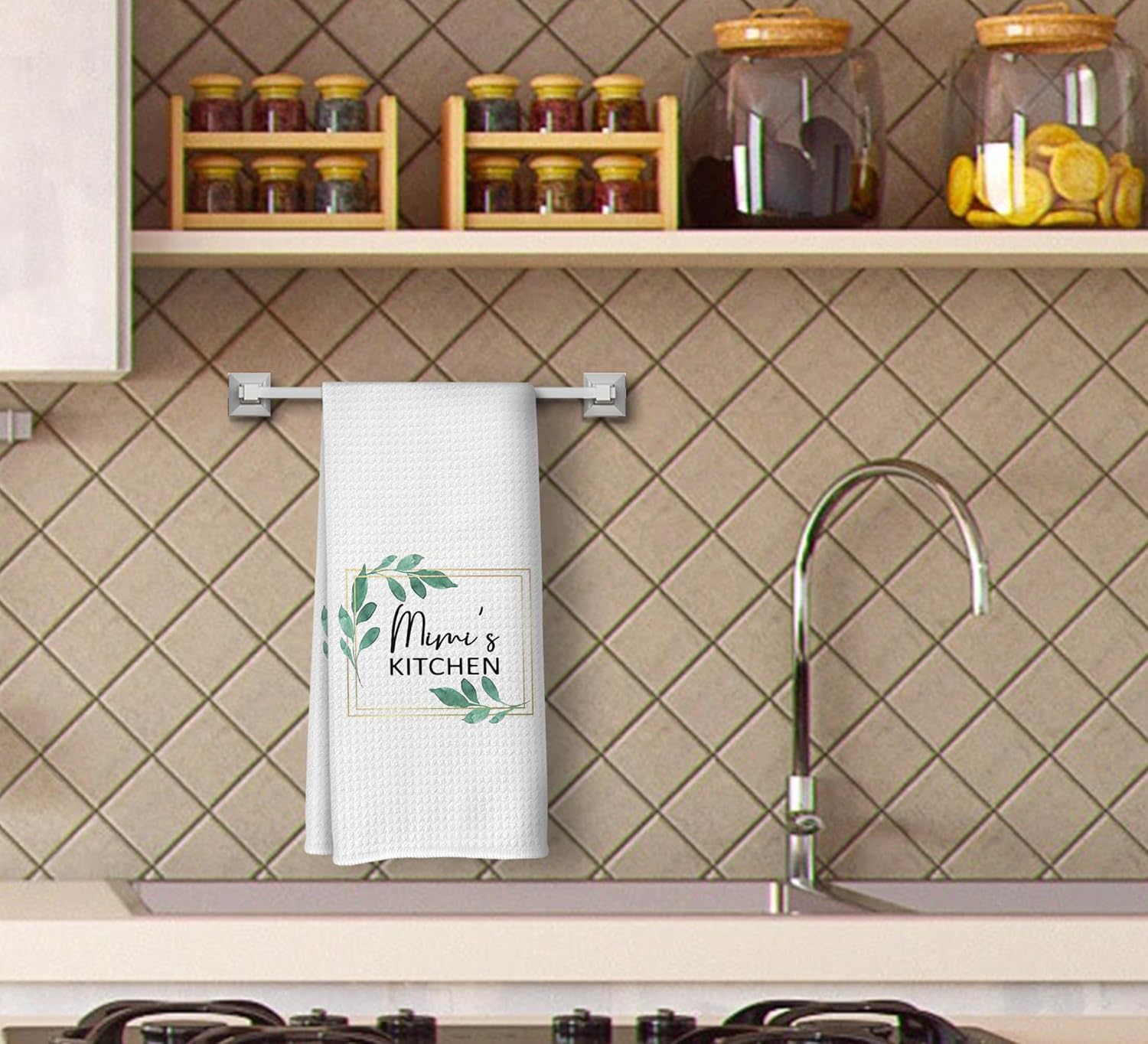 Mimi's Kitchen Botanical Leaf Kitchen Dish Towels Dishcloth 16x24 Inches,Funny Grandma Decorative Absorbent Hand Tea Kitchen Towels,Birthday Mother's Day Gifts for Grandma - Image 3