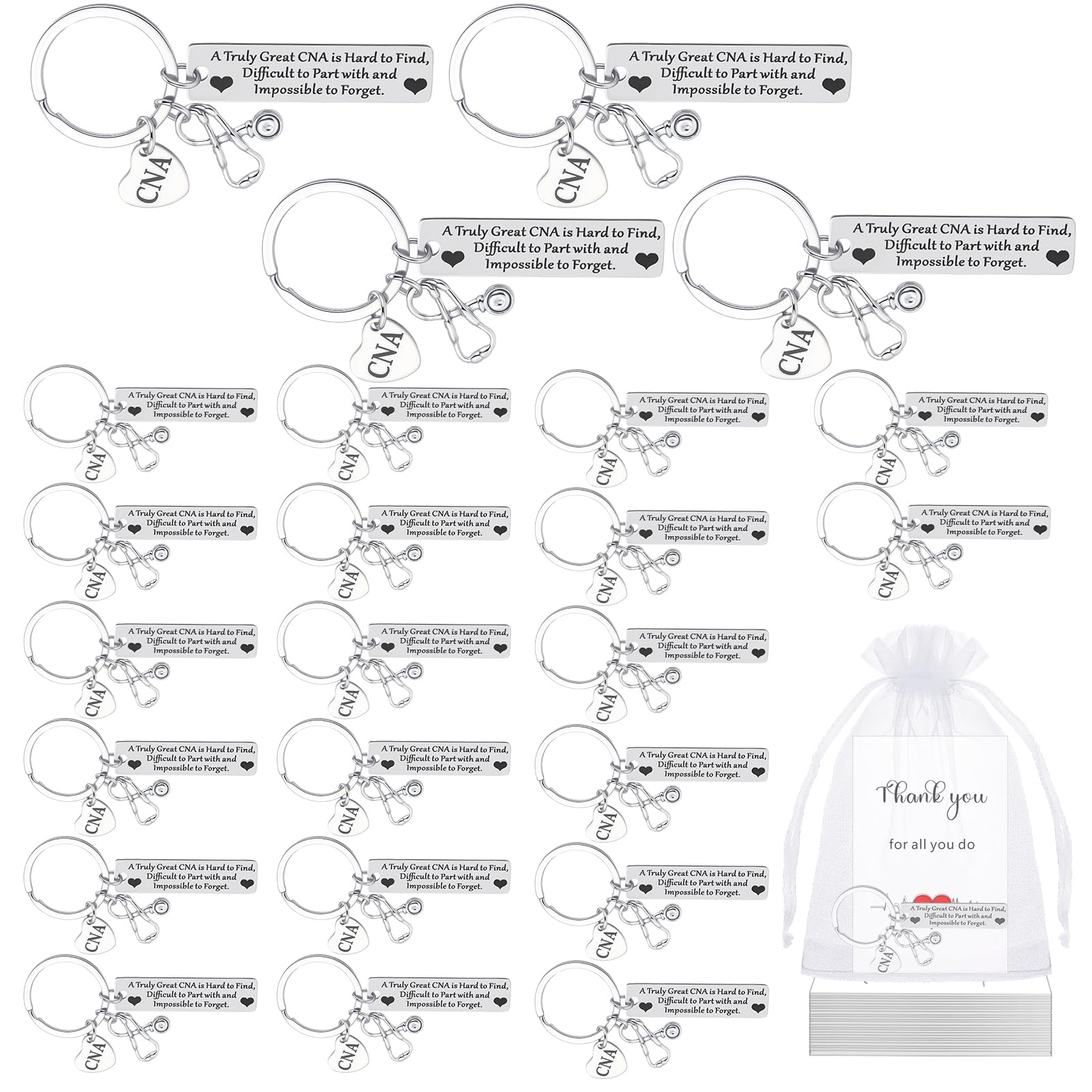 Sureio CNA Week Gift Bulk Appreciation Keychain CNA Accessories for Work Certified Nursing Assistant Graduation Party