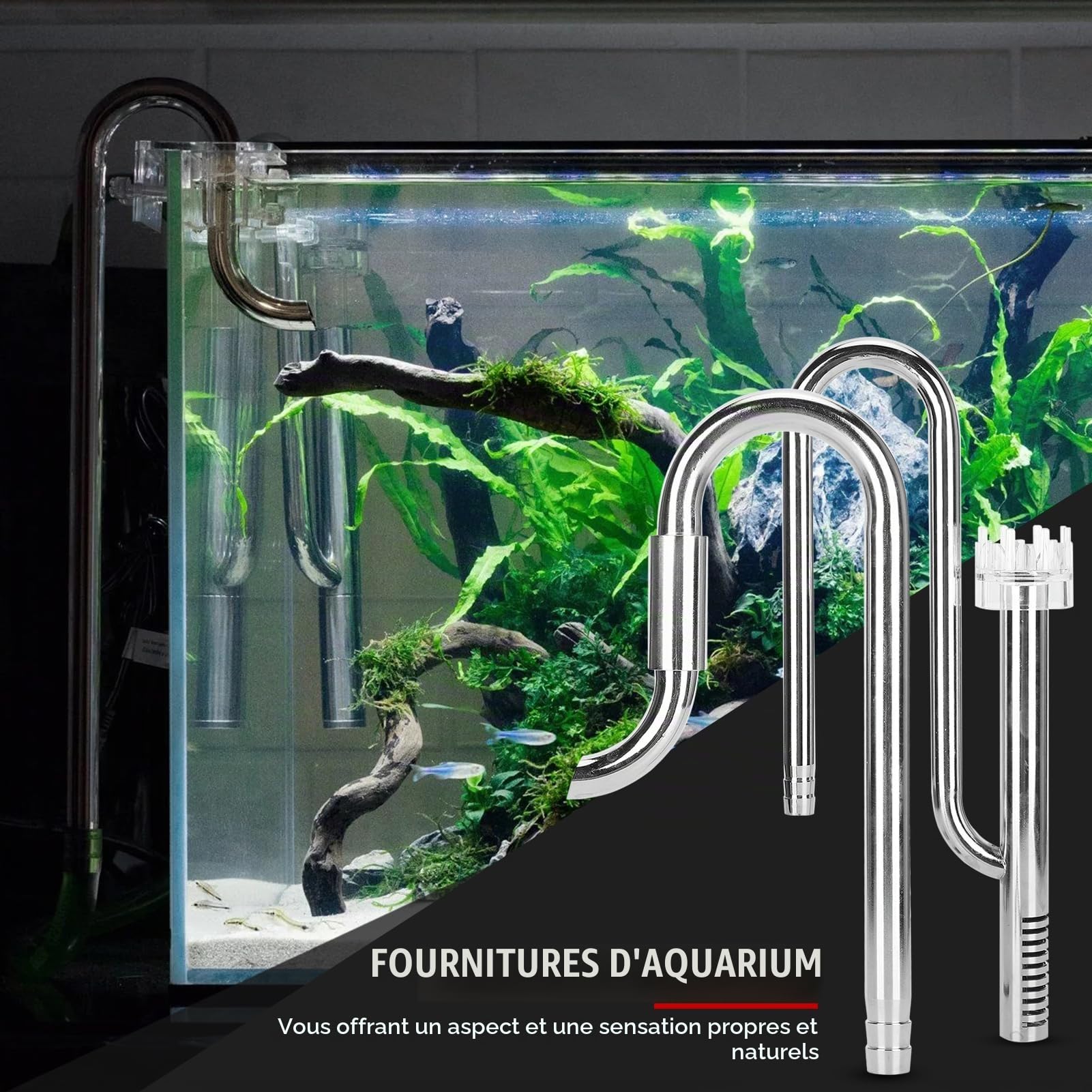 Sortie d'entrée en Acier Inoxydable d'écumeur de Surface de Tuyau de lis en métal pour Le réservoir planté d'aquarium(12)