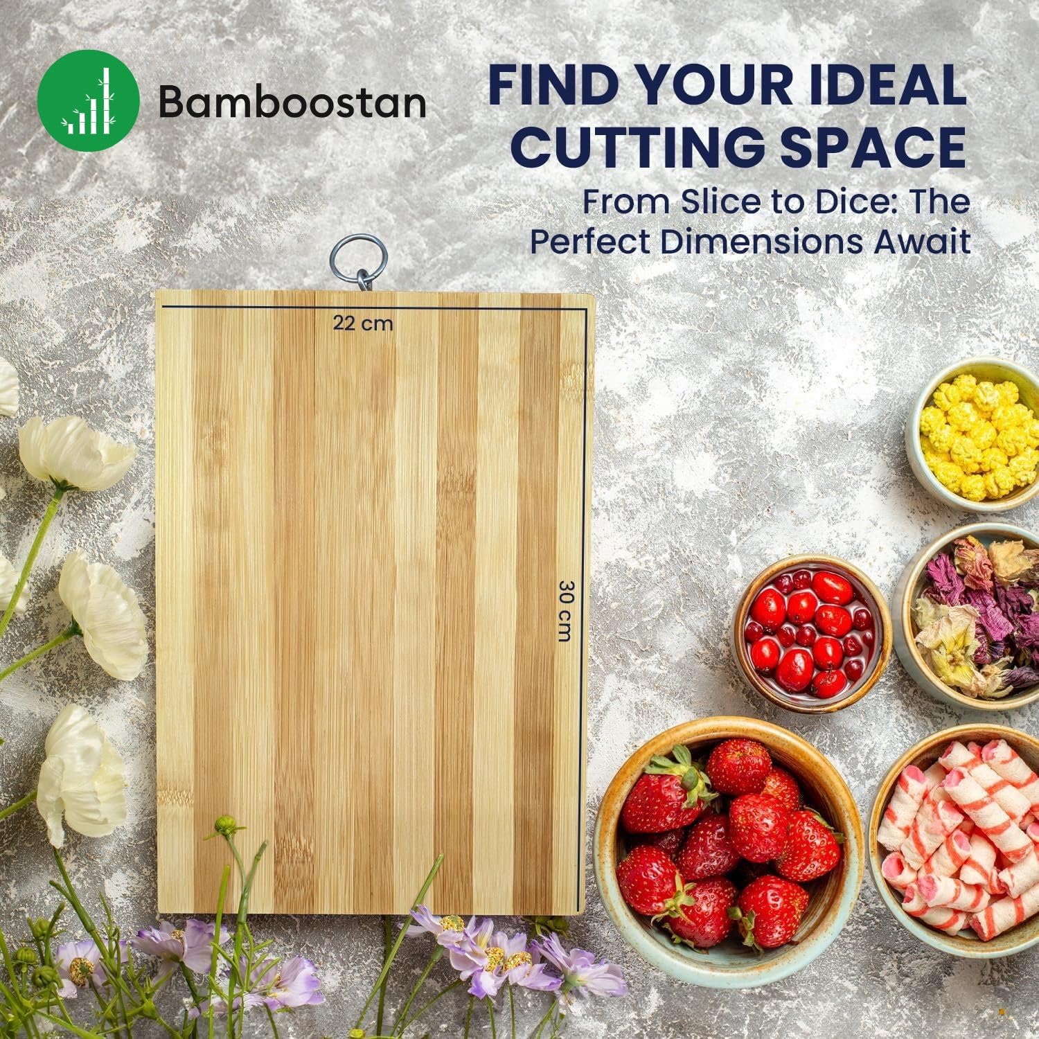 Bamboostan Bamboo Chopping Board for Kitchen – Eco-Friendly, Sustainable, Durable Cutting Board for Vegetables, Fruits and Meat Easy to Clean & Non-Slip Design (M) Bamboostan Bamboo Chopping Board for Kitchen – Eco-Friendly, Sustainable, Durable Cutting Board for Vegetables, Fruits and Meat Easy to Clean & Non-Slip Design (M)