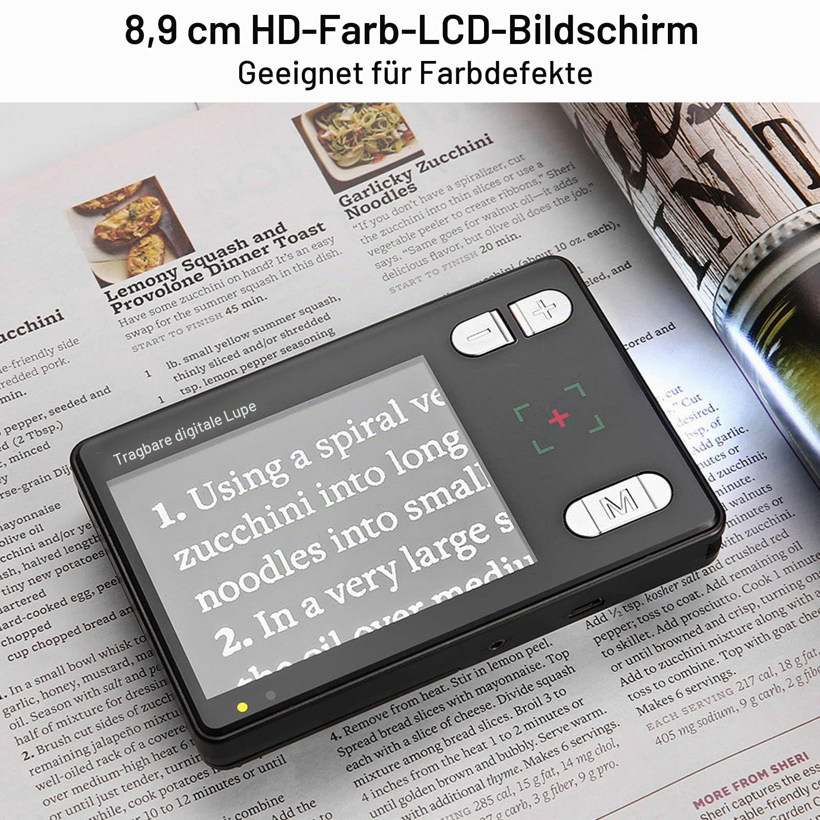 Handlupe, 3,5-Zoll-HD-Digital-Lesehilfe-Lupe mit Griff, 1 MP, 2- bis 32-facher Zoom, 26 Farbmodi, für Sehbehinderte und Sehbehinderte