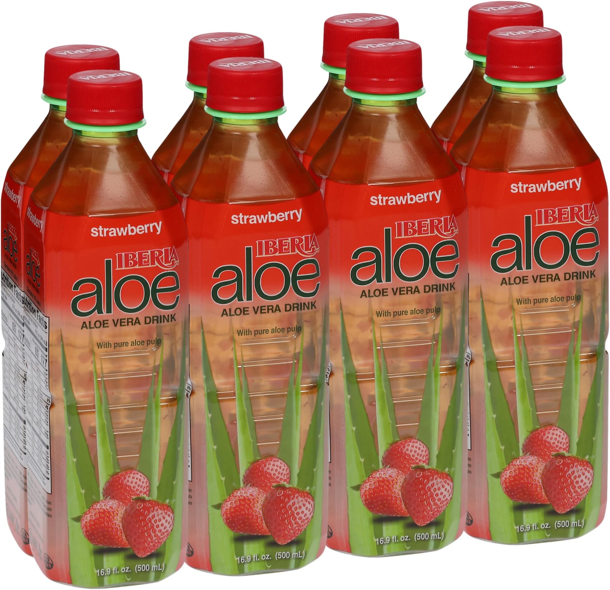 Iberia Aloe Vera Juice Drink, Strawberry,16.9 Fl Oz (Pack of 8)