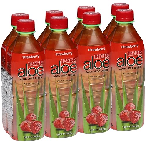 Iberia Bebida de jugo de aloe vera, fresa, 16.9 onzas líquidas (paquete de 8)