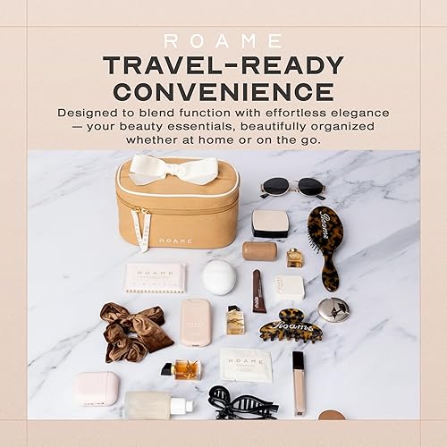 Miniatura 5 de Roame Neceser diario  Elegante bolsa de viaje de lona para cosméticos con cremallera, amplio organizador de artículos de tocador y bolsa de