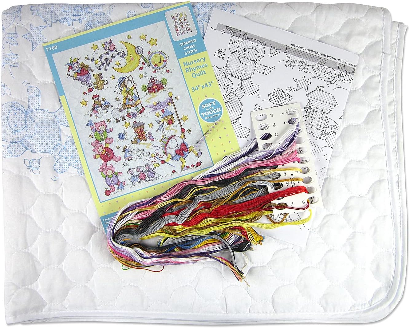 Design Works Crafts Janlynn Stamped for Cross Stitch Baby Quilt Kit, Nursery Rhymes