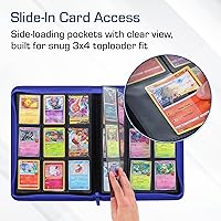 Vista 6 de BCW Z-Folio 9-Pocket LX Album - Blue Secure Zipper Card Organizer Premium Leatherette Card Collection Binder Trading Card Binder for Pokemon