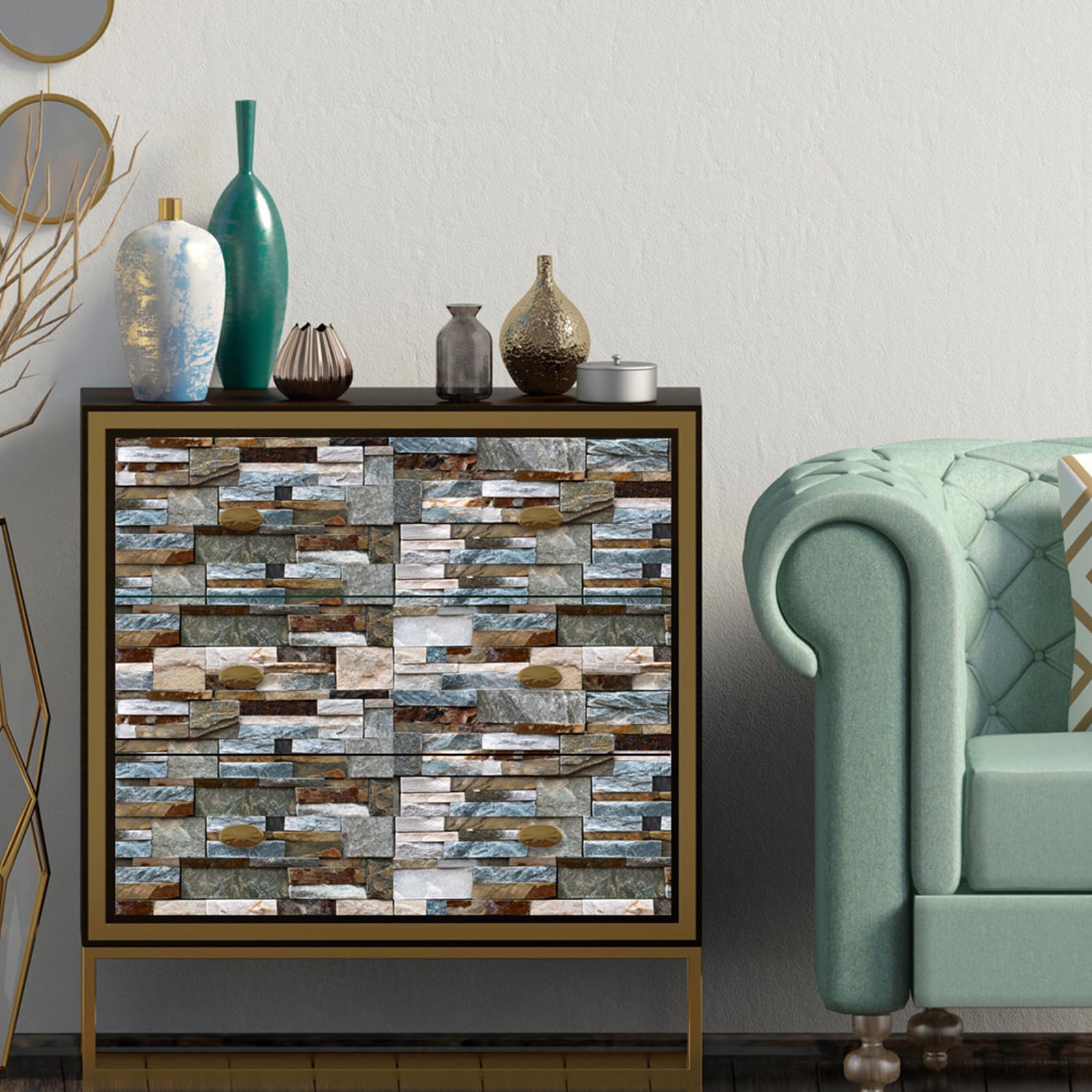 Adesivo per piastrelle, marmorizzazione, 15 x 30 cm, autoadesivo per piastrelle in PVC, per bagno e cucina, per parete posteriore della cucina, armadio, mobili, sala da pranzo e tavolo (H, 32)