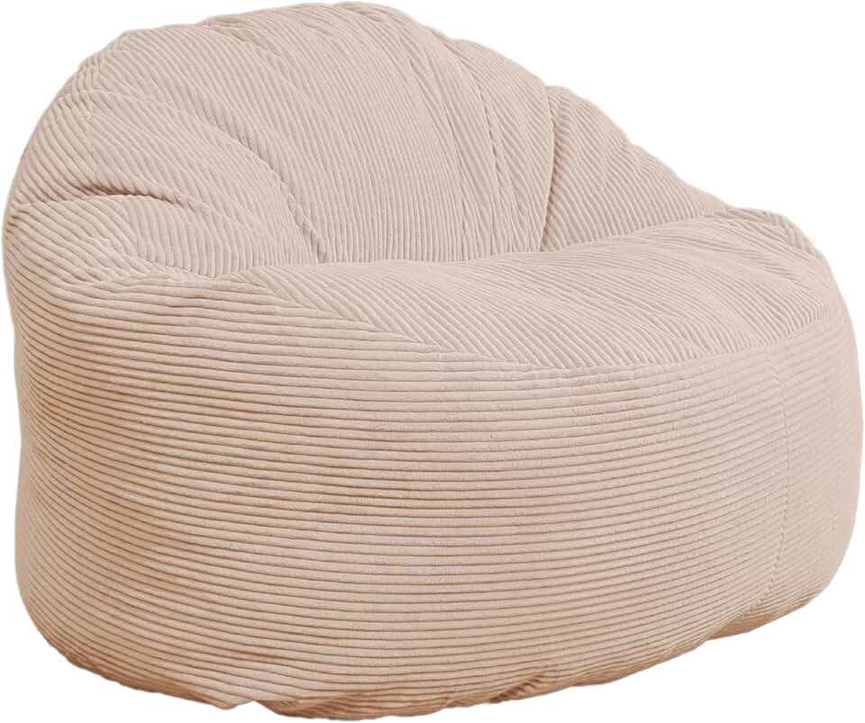 bananair - Puff Salón de Pana Ancho - Suave y Confortable - Puff Pera con Relleno de Espuma Incluido, Óptimo Apoyo para la Espalda - Bean Bag, Sofa Puff Gigante Muy Cómodo (100 cm, Blanco)