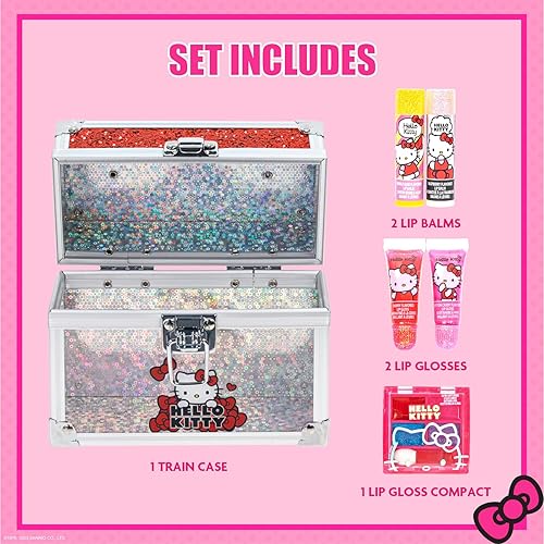 Miniatura 2 de Hello Kitty - Juego de estuche de maquillaje cosmético que incluye tubo de brillo de labios, bálsamo labial, brillo de labios compacto para niñas de