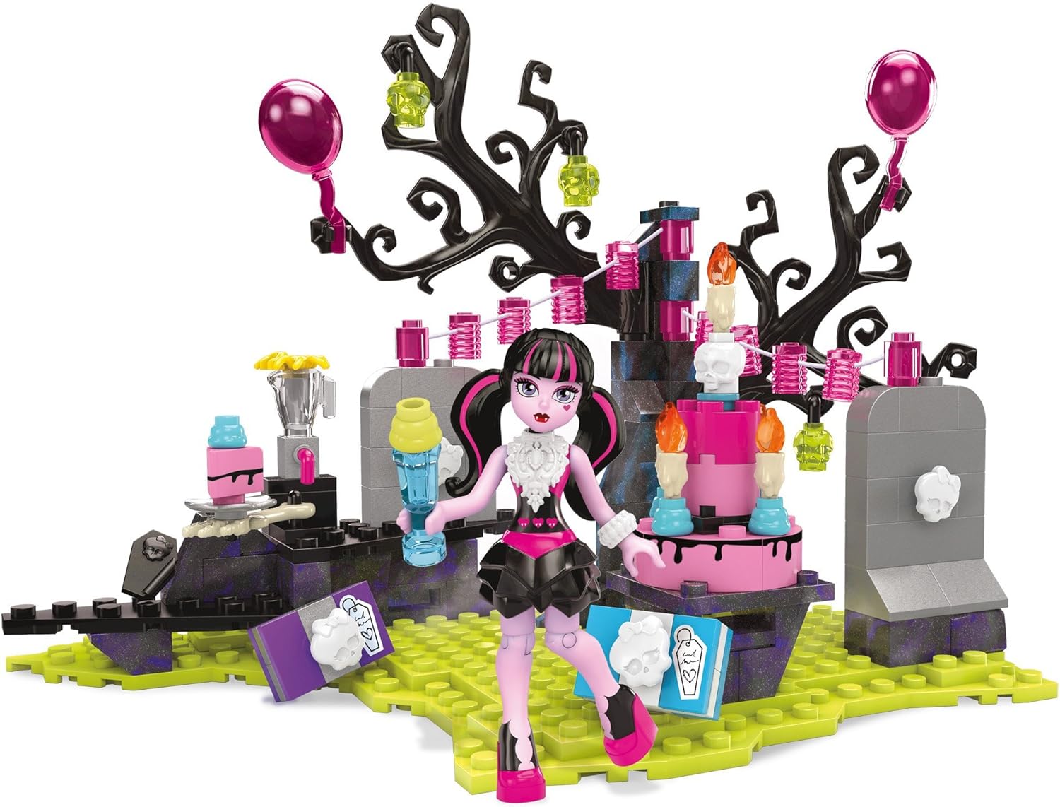 Amazon Com Mega Bloks Monster High Draculaura S Birthday Party Set Toys Games