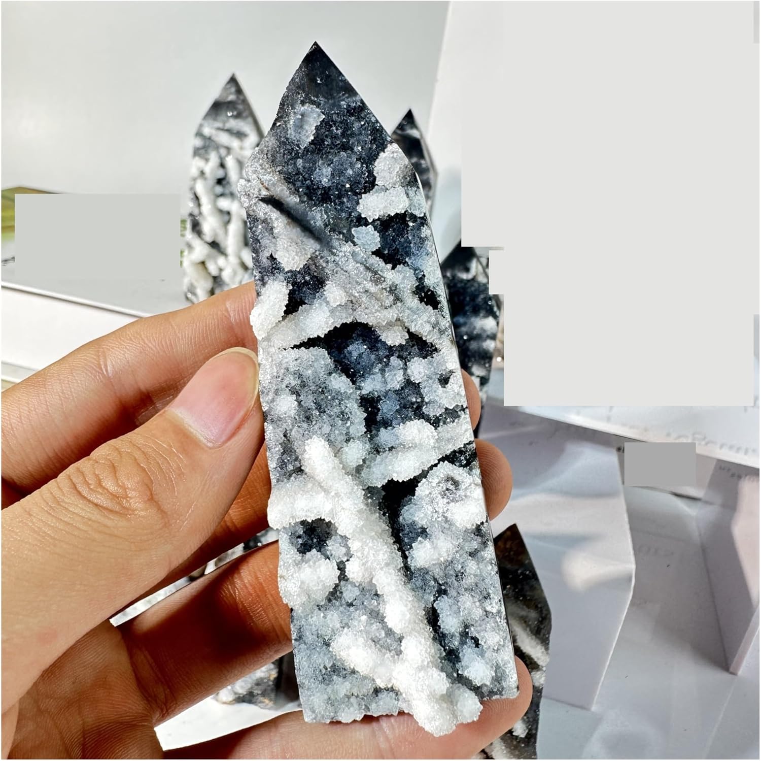 1PC Natural Druzy Sphalerite Tower, Radiant Blend of Beauty and Energetic Power, Intricate Crystal Structure (Size : 1PC 160-200gram)