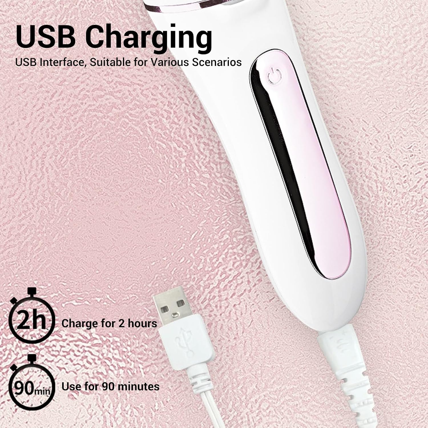 5 in 1 Women Epilator, Multifunctional Hair Removal Device, Lightweight Portable Electric Shaver with Cordless Wet Dry Use, Ideal for Body, Facial & Bikini Line, Pink
