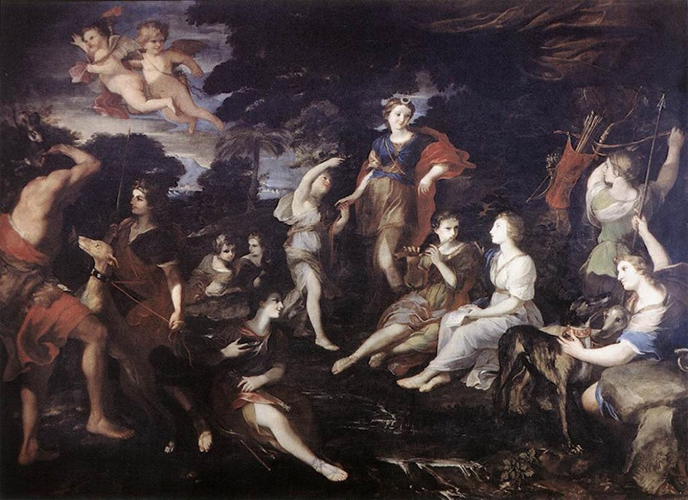 Art mural la chasse d'Andrea Camassei tableau déco grand format toile 60x90