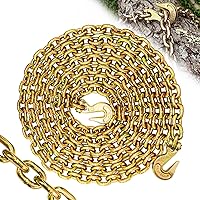 Vista 15 de Cadena de Sujeción de 10 Pies con Grado 80, Cadena de Elevación con Ganchos de Resorte Clevis de 1/2 Pulgada, Límite de Carga de Trabajo de 11300