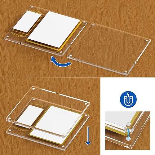 Miniatura 5 de NIUBEE Marco de fotos de boda de 4 x 6, marco de fotos magnético acrílico para exhibición de mesa.