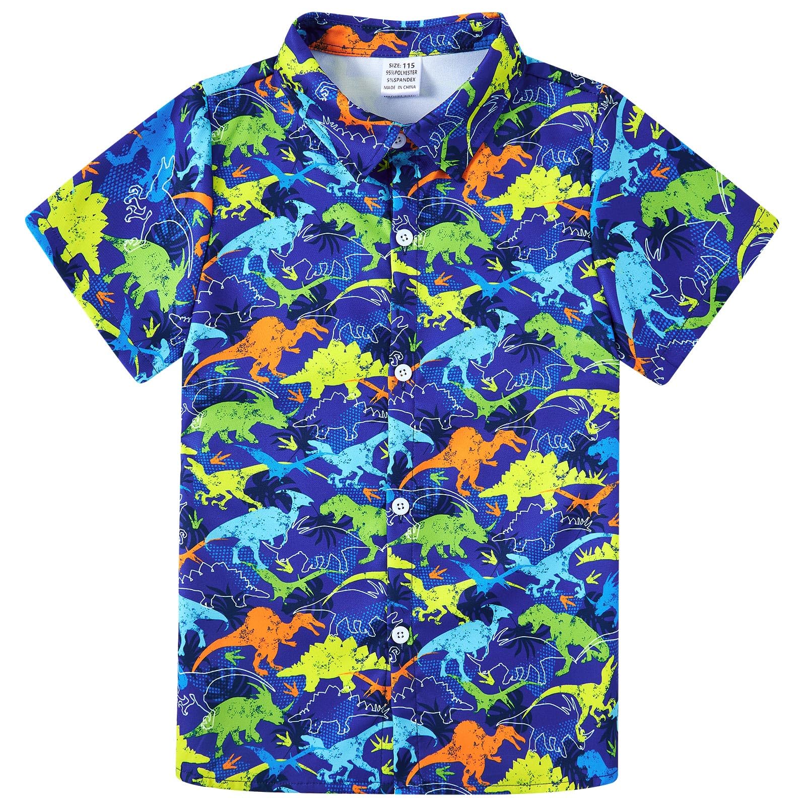 Cuddomper Boys Cartoon Button Down Shirts Cool Short Sleeve Casual Shirt Kids Gift Clothes (5-10T)