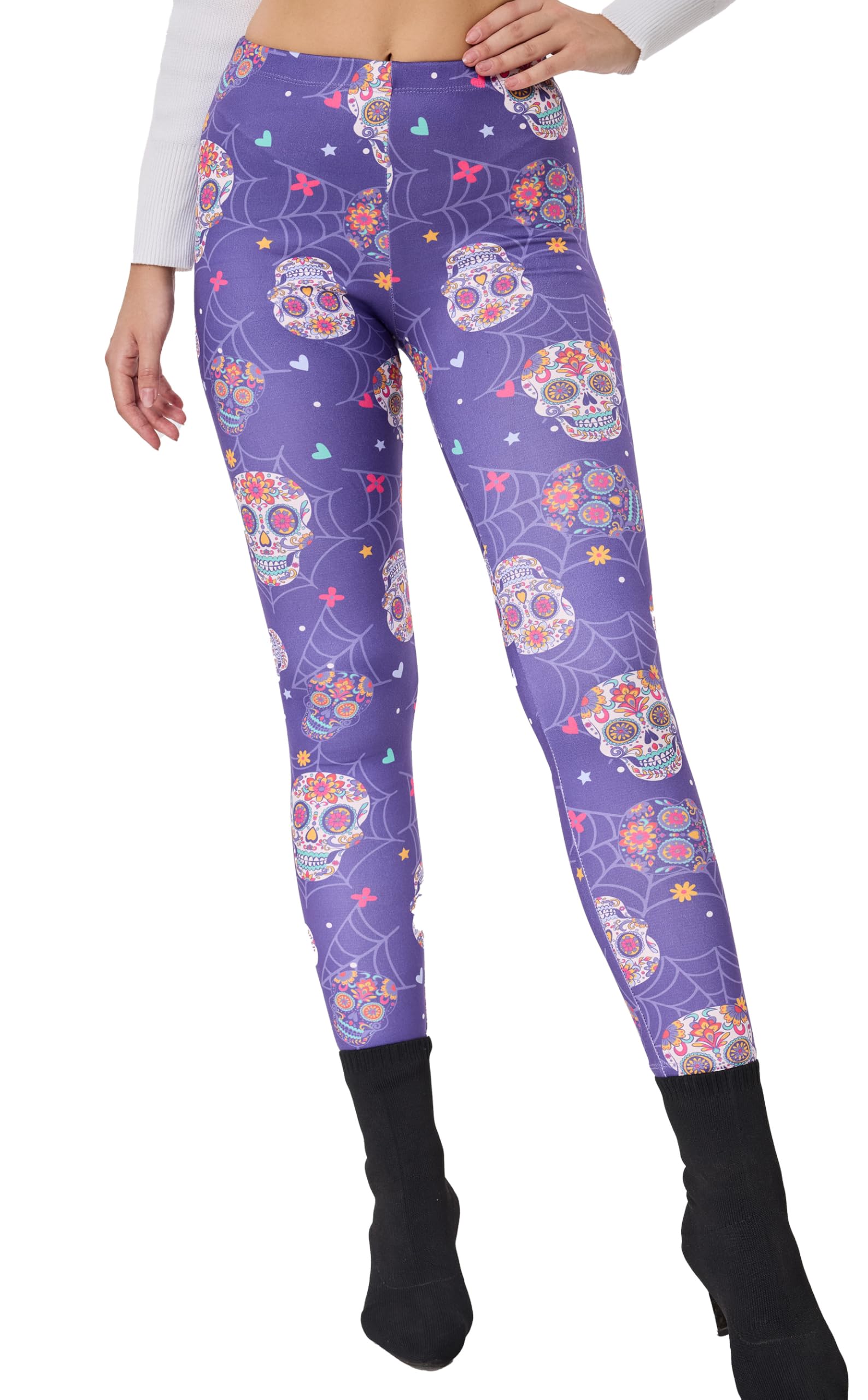 sissycos Women's 80s Leggings Neon Artistic Splash Printed Pants