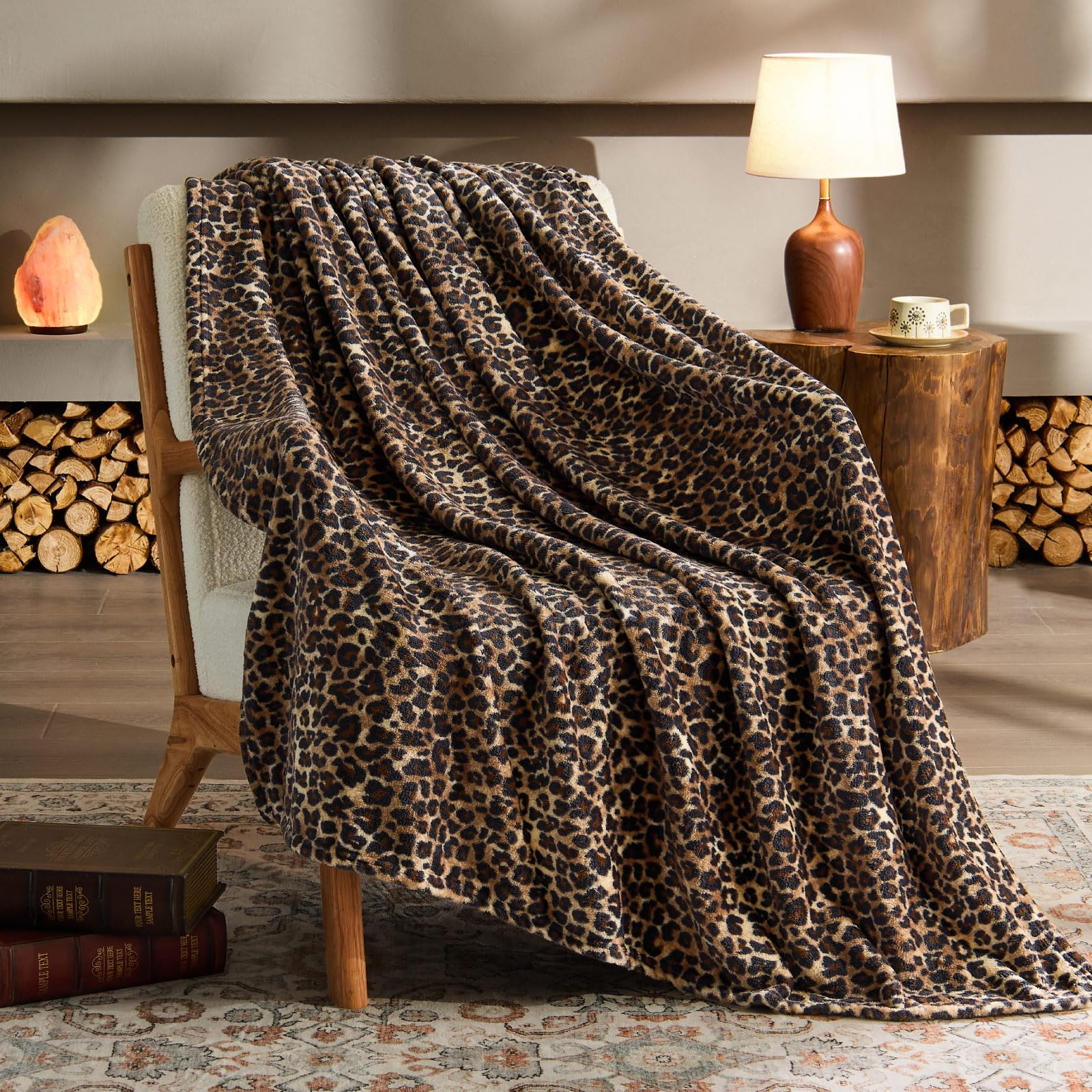 Photo 1 of BEDELITE Fleece Blanket for Couch & Bed, Luxury Cheetah Plush Cozy Fuzzy Blanket, Leopard Print Throw 50"x 60", Dark Brown
