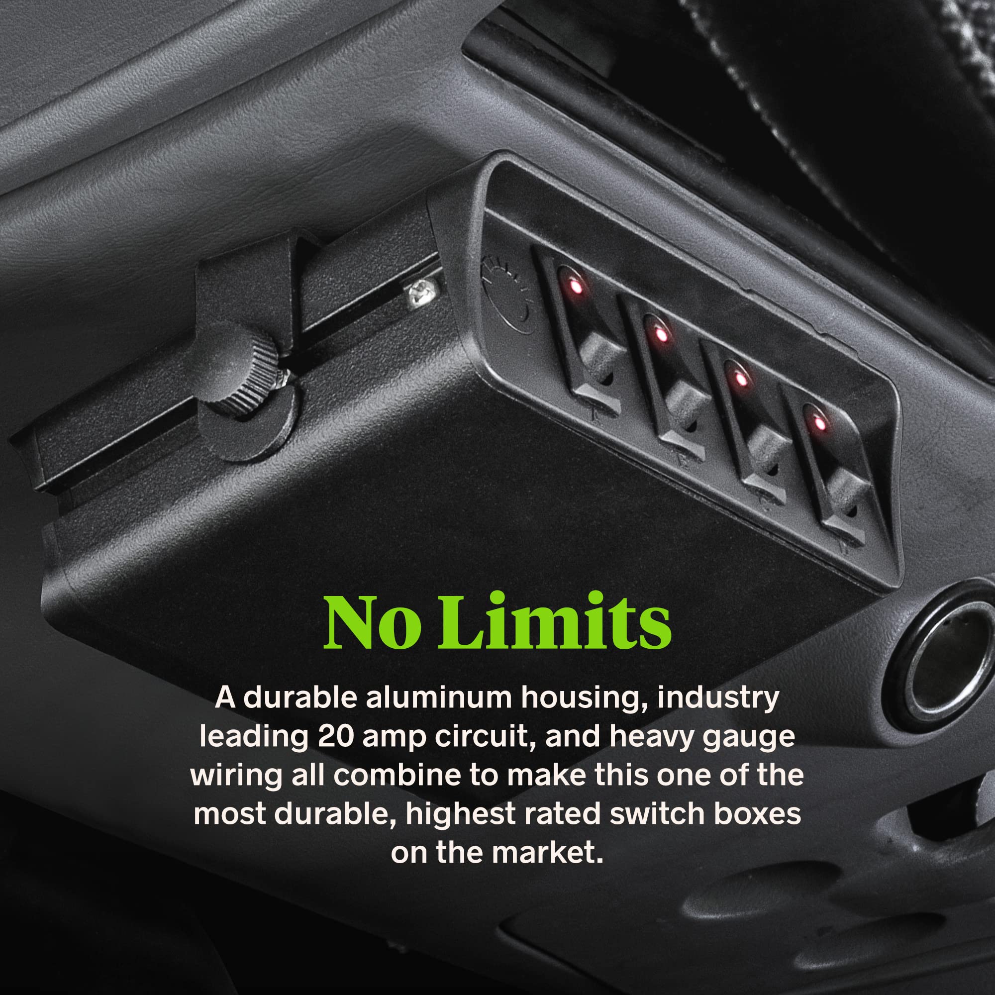 4Gang 12V Rocker Switch Box [20 Amp Max.] [12 AWG Wires][12 Volt DC] SPST On/Off Rocker Toggle