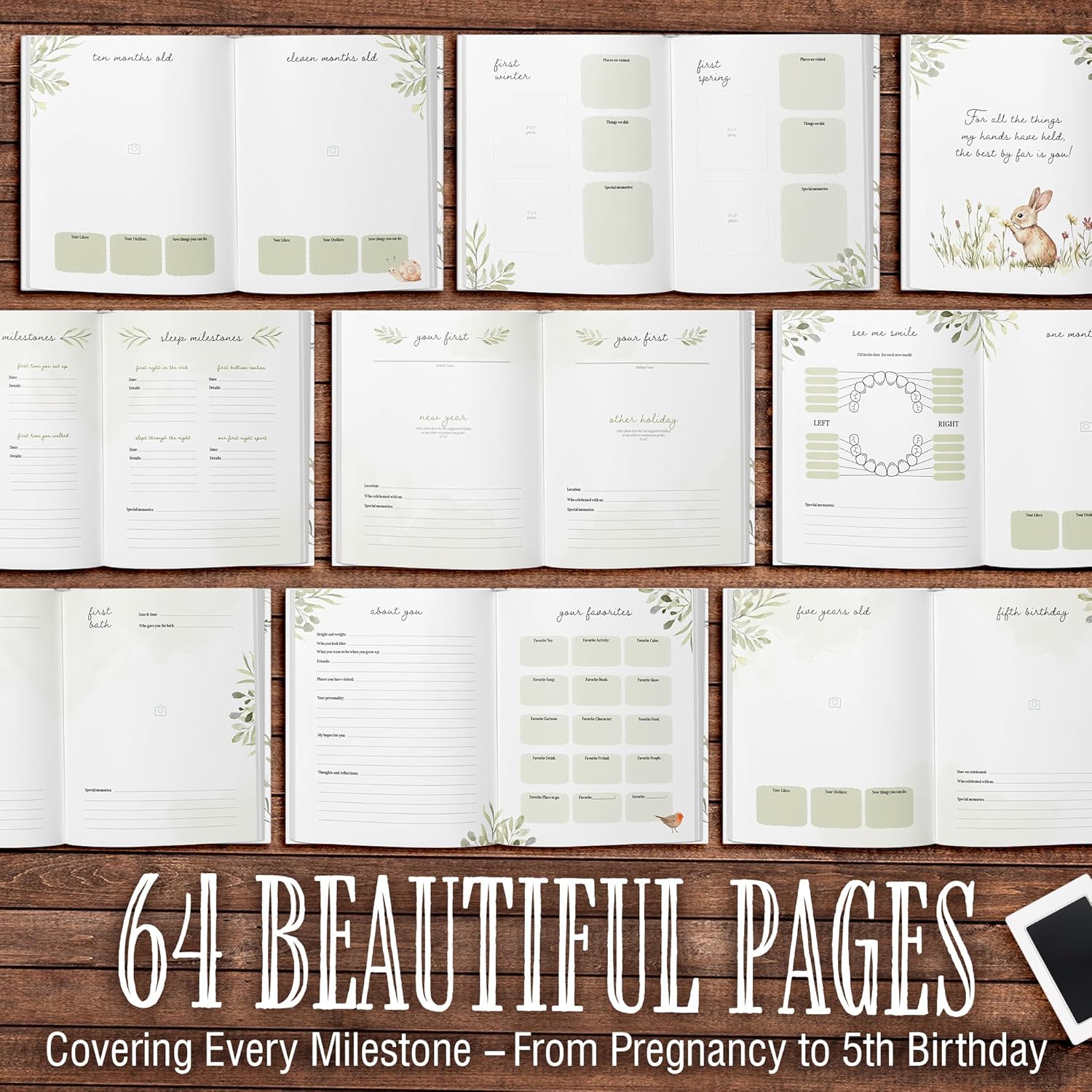 Baby Memory Book and Pregnancy Journal, Baby Book Keepsake with Clean-Touch Ink Pad for Newborn Hand and Footprints, Simple and Elegant Design, A Great Gift for Baby Showers and New Moms (Classic)