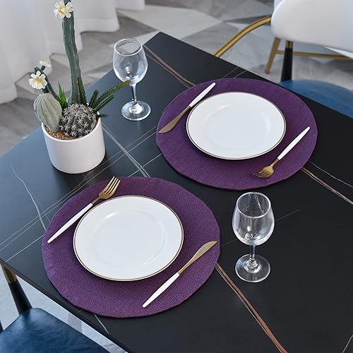 Miniatura 53 de Juego de 4 manteles individuales de lino suave hechos a mano resistentes al calor, manteles individuales para mesa de comedor, manteles individuales