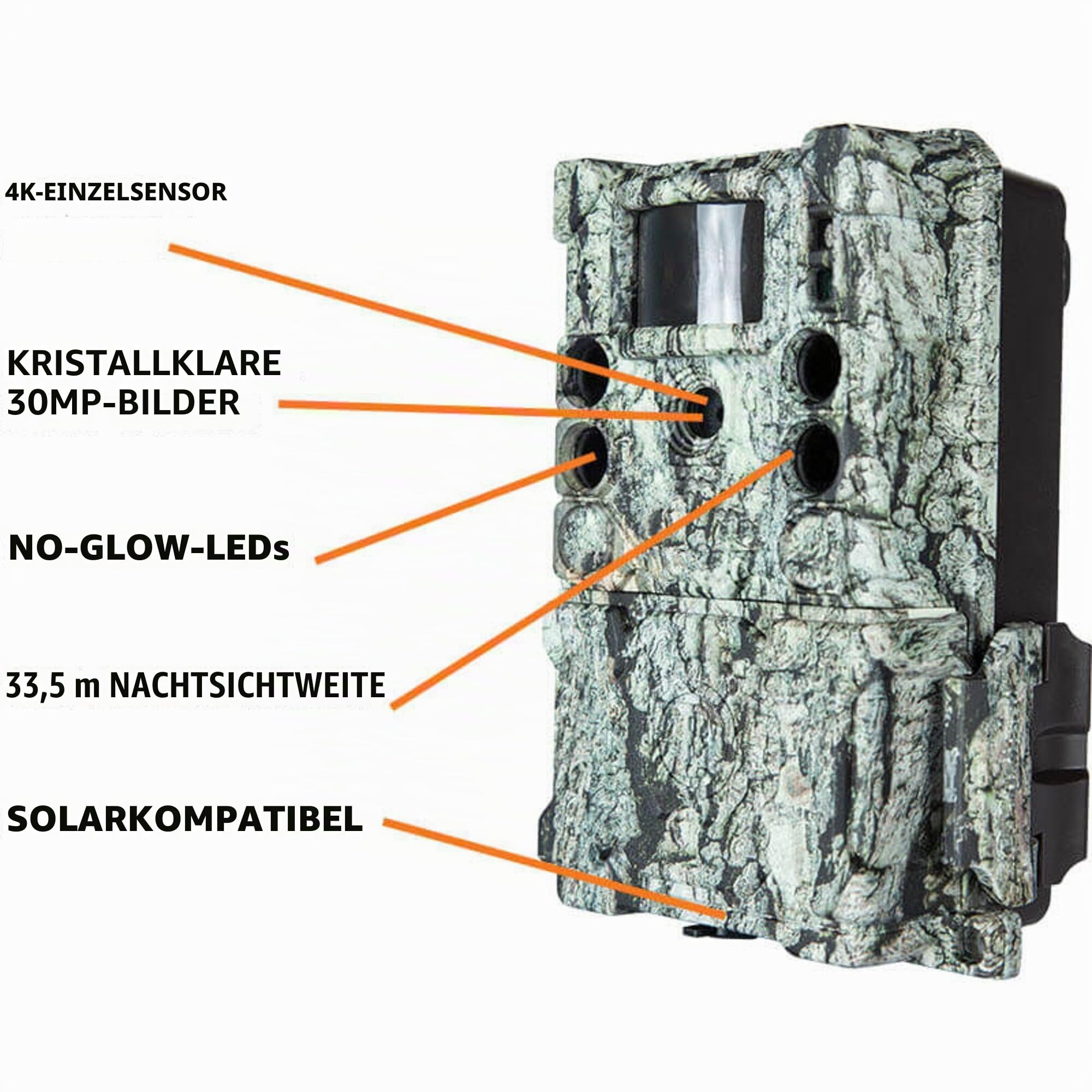 Bushnell - Trail Kamera - Wildkamera - 30MP Single Core 4K - Camouflage - Kein Glühen - 119949M