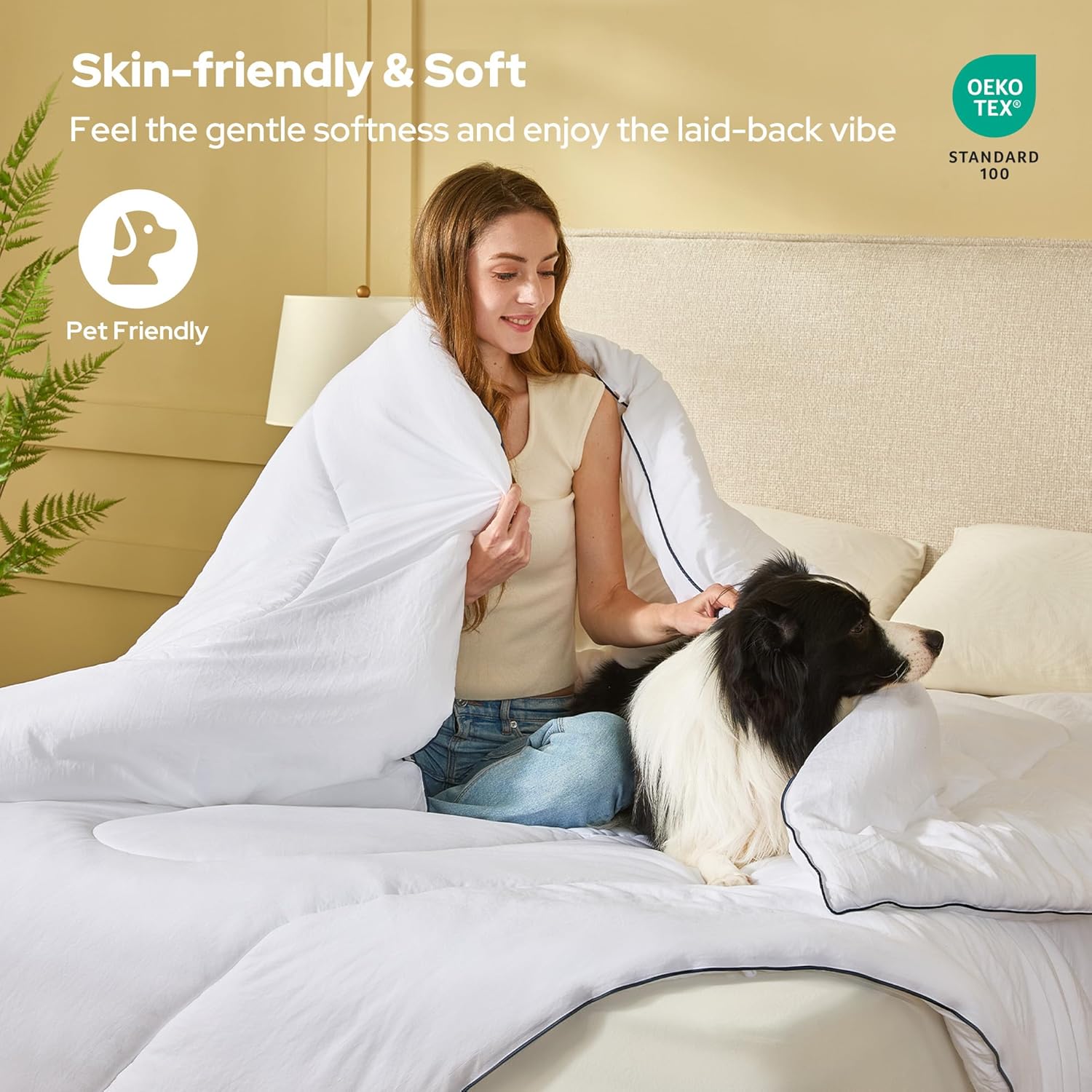 BEDLORE Comforters Queen Size Duvet Insert, All Season Down Alternative Queen Comforter, Ultra-Soft Quilted Bed Comforter with Corner Tabs, Machine Washable, White 88×88 Inches