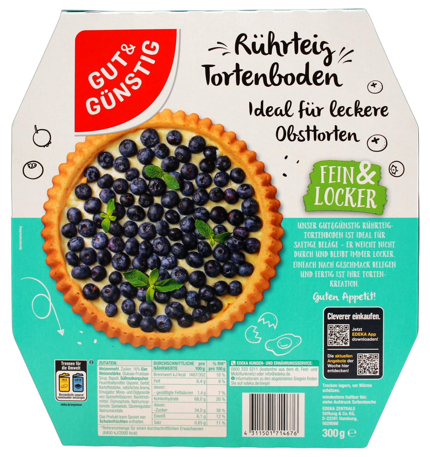 Gut & Günstig Rührteig Tortenboden, 9er Pack (9 x 300g)