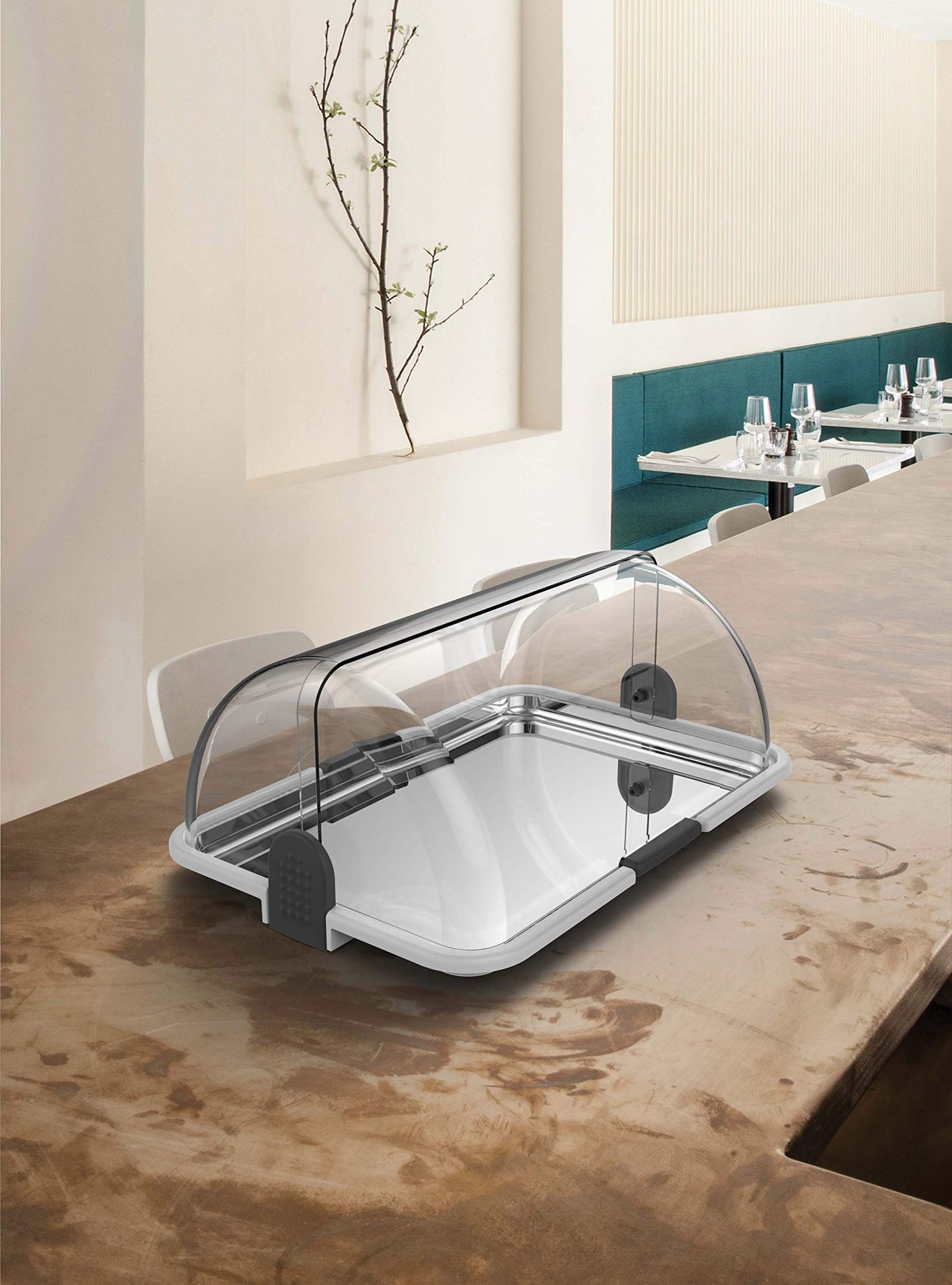 BIESSE Classica Polybox Grande con Vassoio Acciaio, Bianco, 44.5 x 31.5 x 19.5 cm