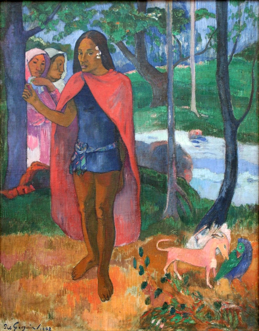 Affiche Paul Gauguin Le Sorcier d'Hiva Oa grand format avec cadre noir