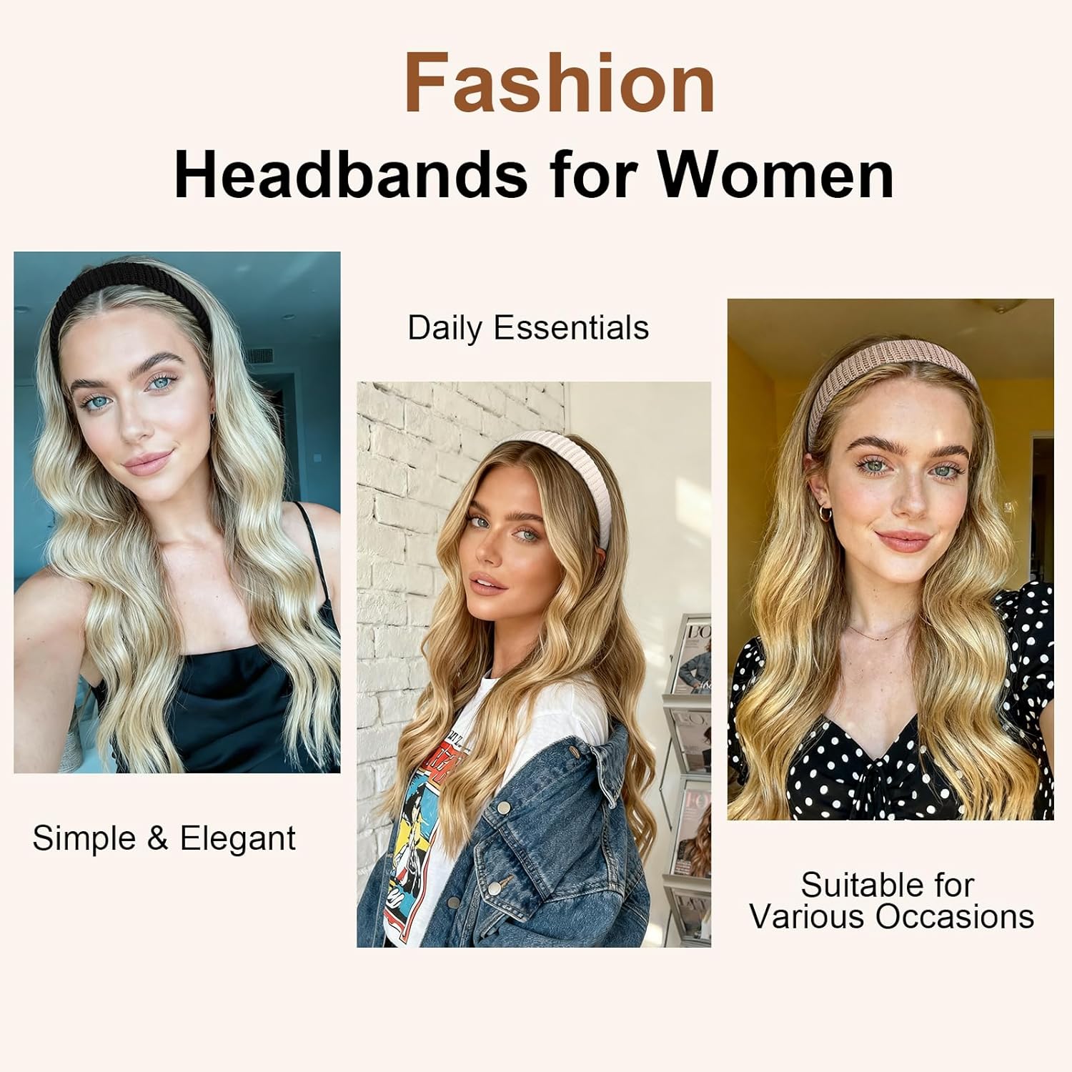 Headbands for Women Wide Knitted Hairbands Trendy Non Slip Headband for Women's Hair Fashion Neutral Head Band Hair Accessories 4 PCS - Image 7