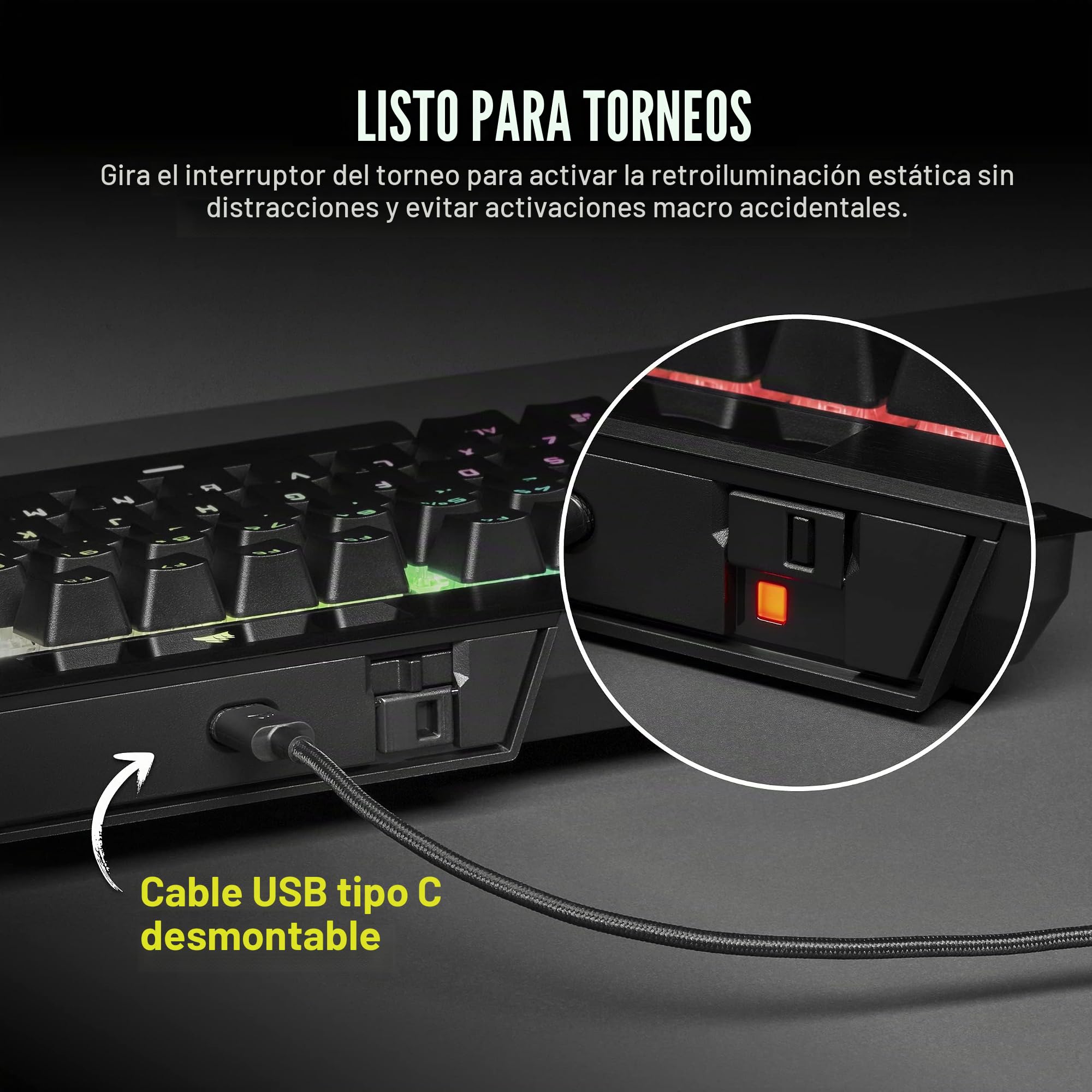 Corsair K70 RGB TKL CHAMPION SERIES Teclado para Juegos con Cable Mecánico-Óptico sin Teclas - Interruptores OPX - Teclados PBT Double-Shot - Compatible con iCUE - QWERTY ES - Negro