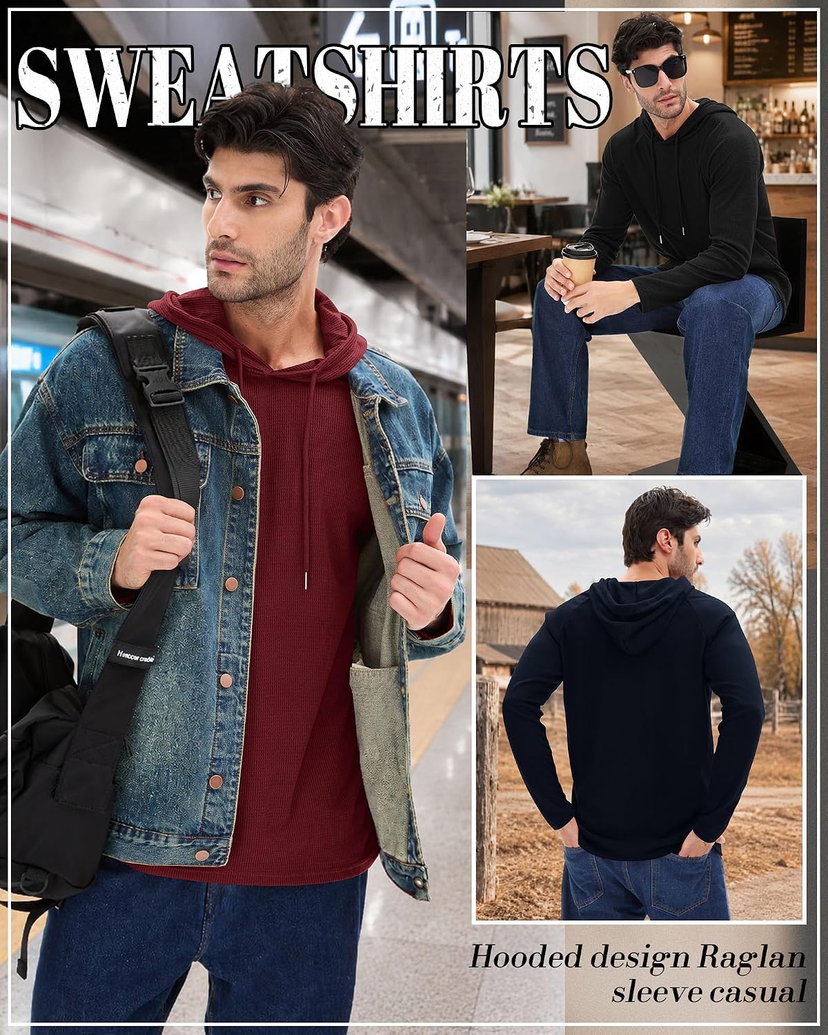 August Alley 3 Pack Big and Tall Mens Waffle Hoodies Thermal Top image 4