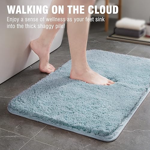 Miniatura 2 de TECHMILLY Alfombras de baño súper suaves, absorbentes, gruesas, antideslizantes, de secado rápido, lavables a máquina, para suelo de baño, bañera y