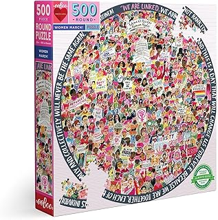 eeBoo: Piece and Love Women March! 500 Piece Round Circle Jigsaw Puzzle, Puzzle for Adults and Families, Glossy, Sturdy Pieces and Minimal Puzzle Dust