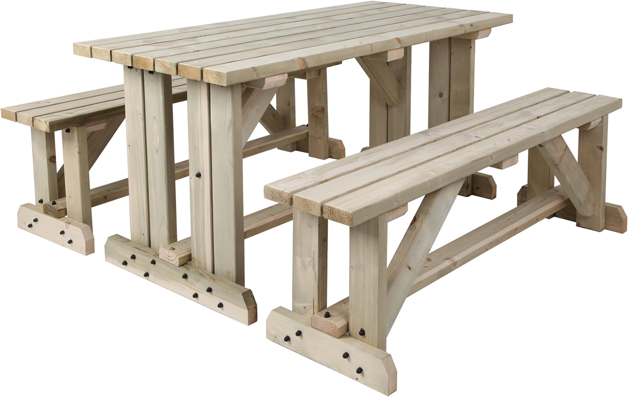 MC TIMBER PRODUCTS LTD 5ft (1500mm) Picnic Table & Seats - Walk-In Style - Picnic Benches - Pressure Treated Timber
