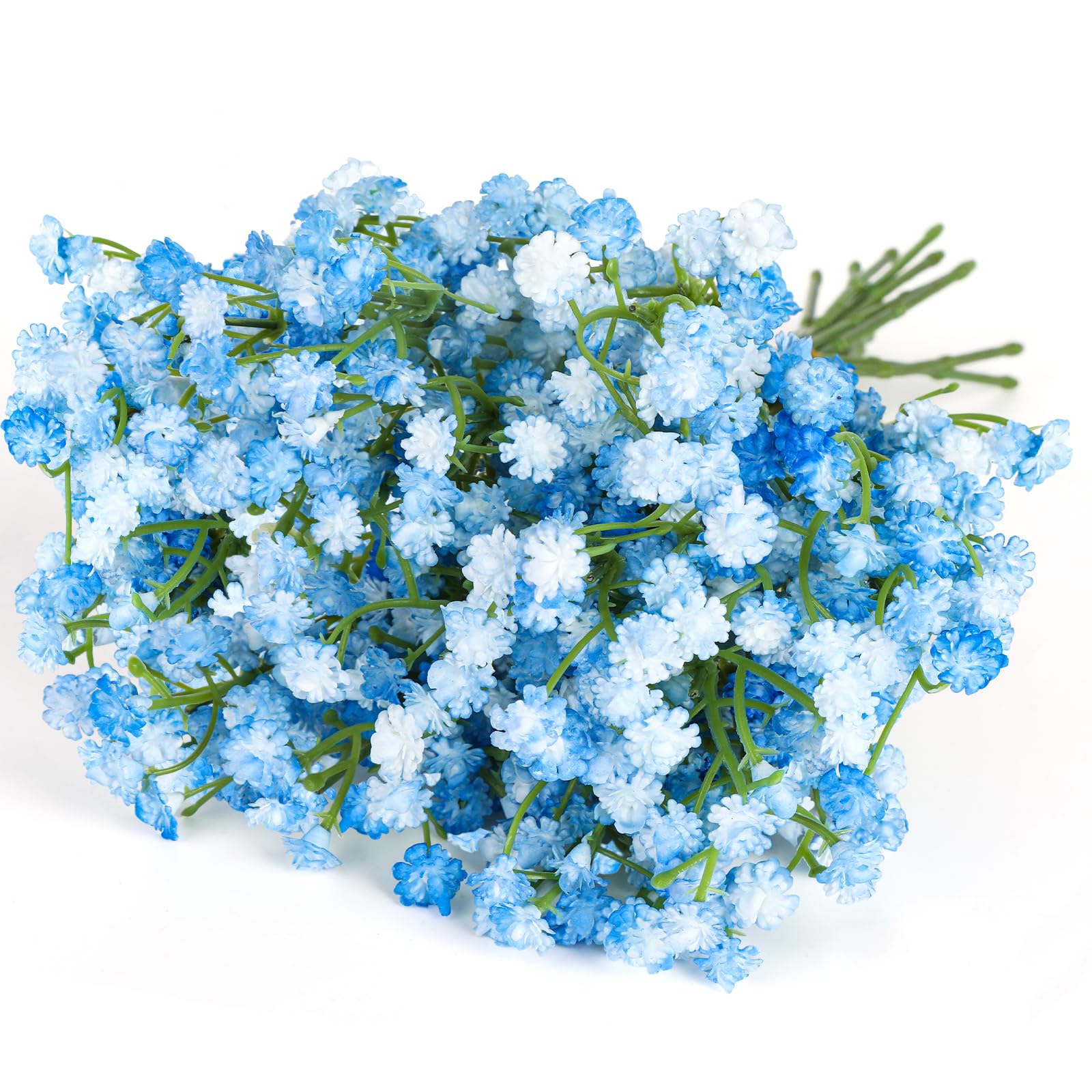 JIANGZHIB 16 PCS Gypsophila Artificial Flowers, Realistic Touch Baby Breath Flowers Artificial, Imitation Gypsophila Plants Blue for Wedding Parties, DIY Wreaths, Home Decoration (Light Blue)