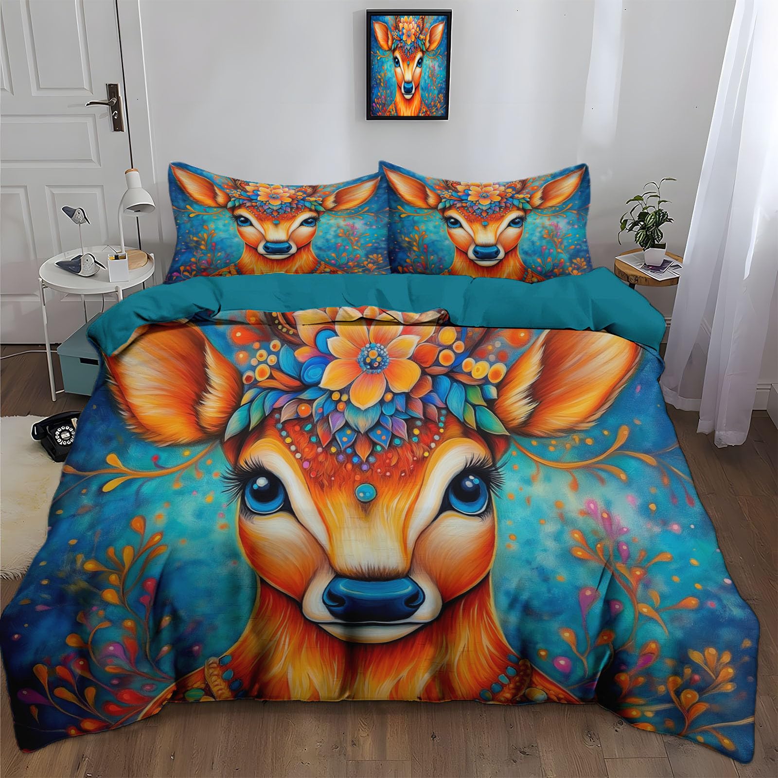 Housse de couette ultra doux élan fleuri 200x200 pour sommeil réparateur