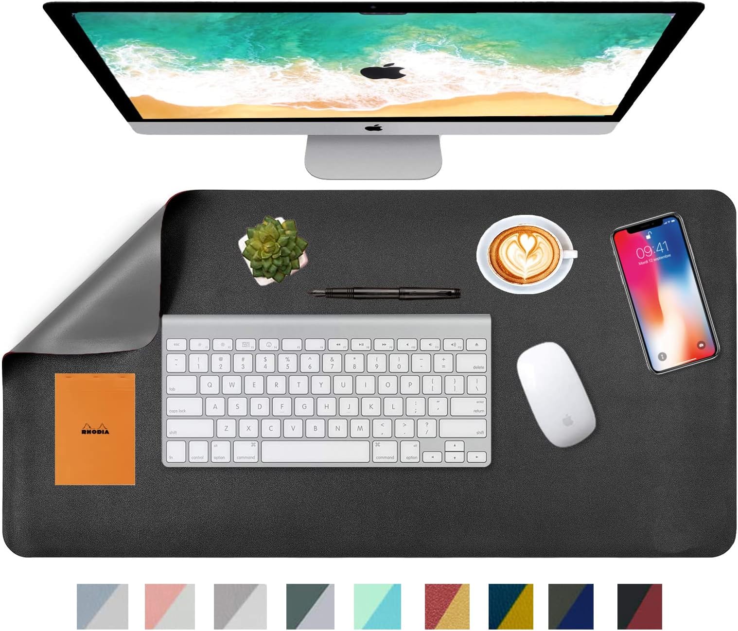 Yimomoyi Tapis De Bureau En Cuir PU 80x40cm - Sous-Main Double Face Imperméable, Antidérapant Et Multifonctionnel