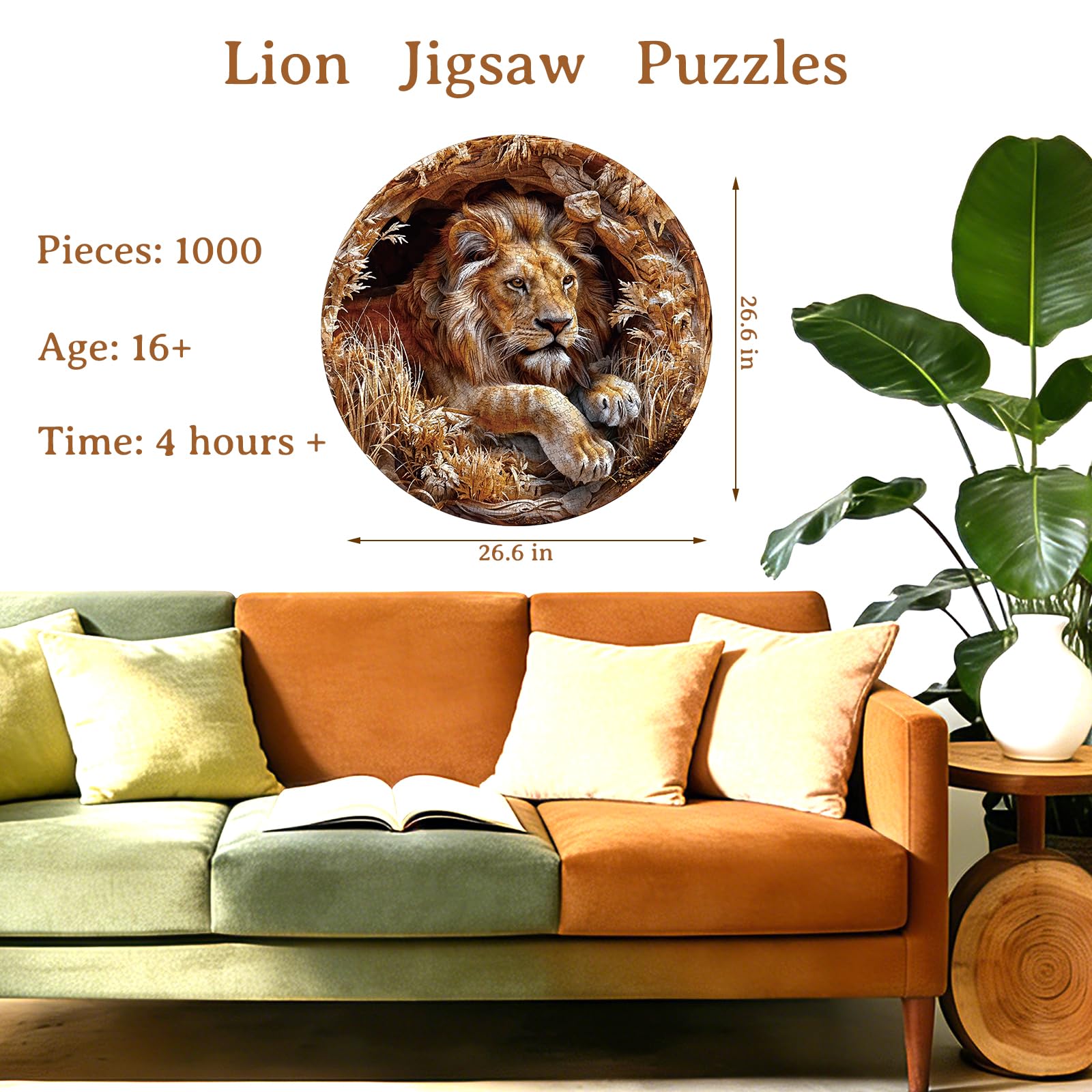 Puzzle da 1000 pezzi, puzzle per adulti, visivamente 3D, leone, classici puzzle per tutta la famiglia, decorazione per la casa e idea regalo (67,5 x 67,5 cm)
