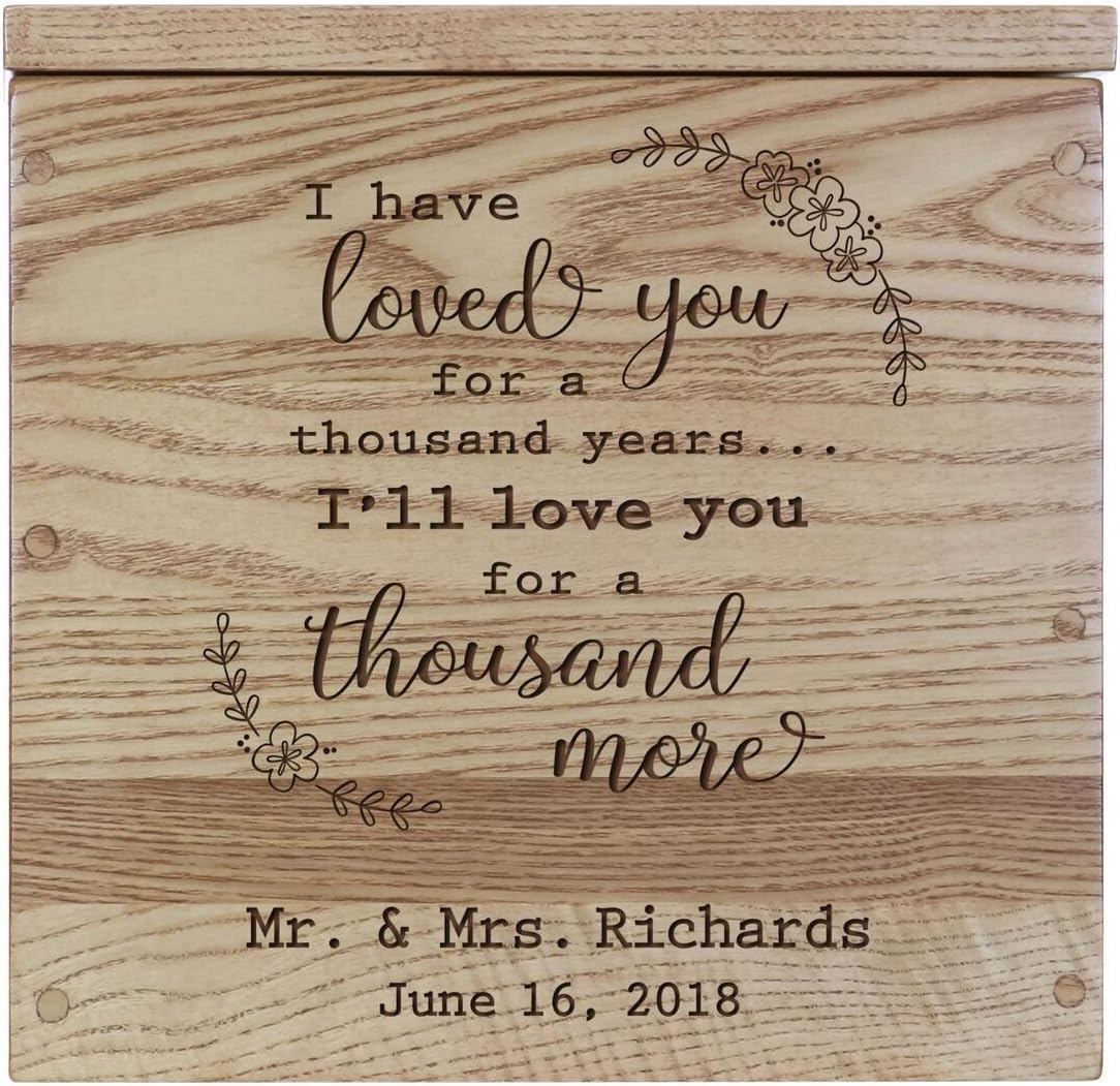 LifeSong Milestones Personalized I Have Loved You Rustic Wooden Wedding Card Box Custom Card Holder with Lift Top for Newlyweds Couples Reception 11.5” L x 12.25” W (Cherry)
