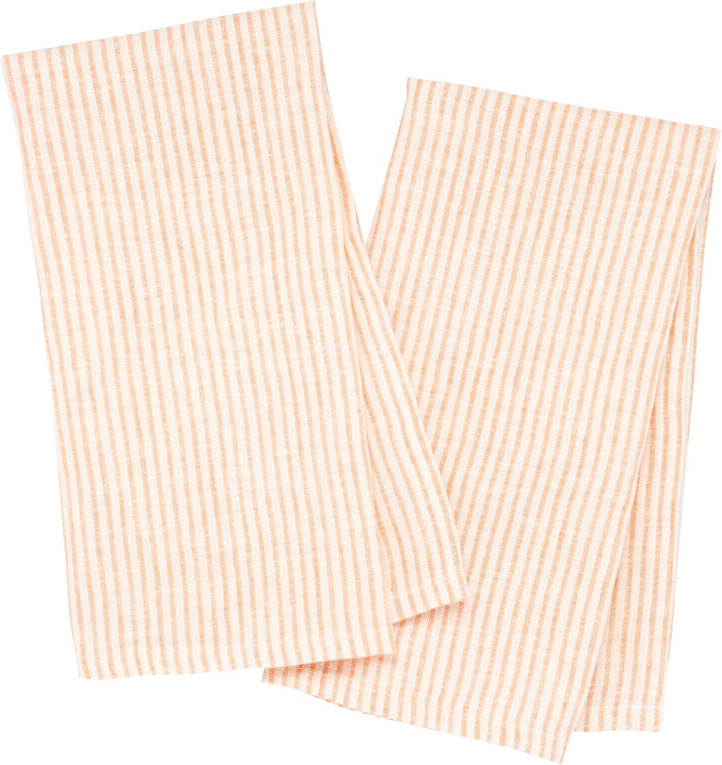 Rust Linen Dish Towels, Linen Kitchen Towels - 100% Pure Linen Hand Towels (18 x 28 inches), Striped Dish Towels, Kitchen Dishtowels, Tea Towels for Washing Dishes, French Striped Towels Set of 2