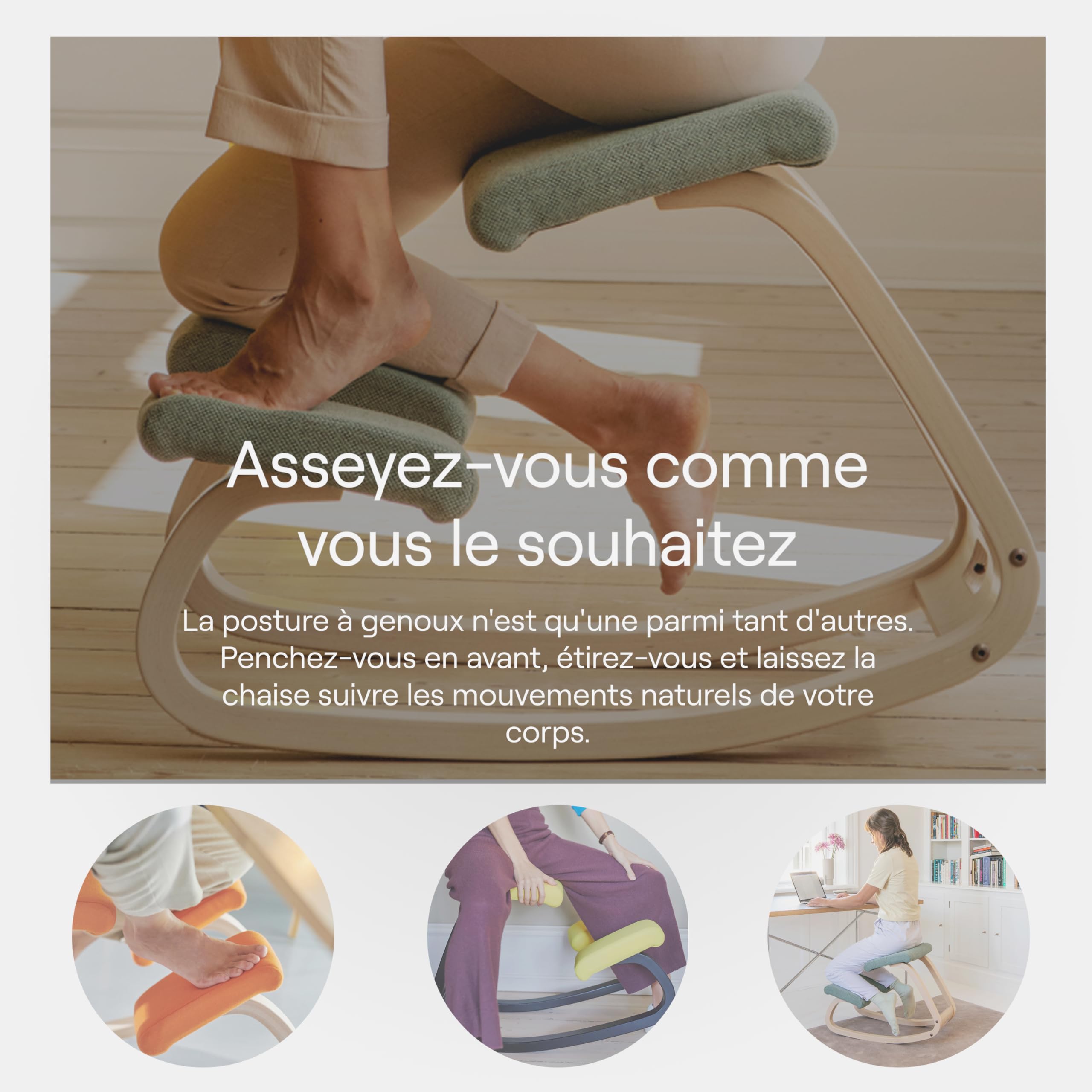 Varier Variable Balans Chaise Ergonomique Monochrome Poppy Coquelicot Mouvement Naturel Posture Bureau Maison Etude Garantie Qualite 10 Ans