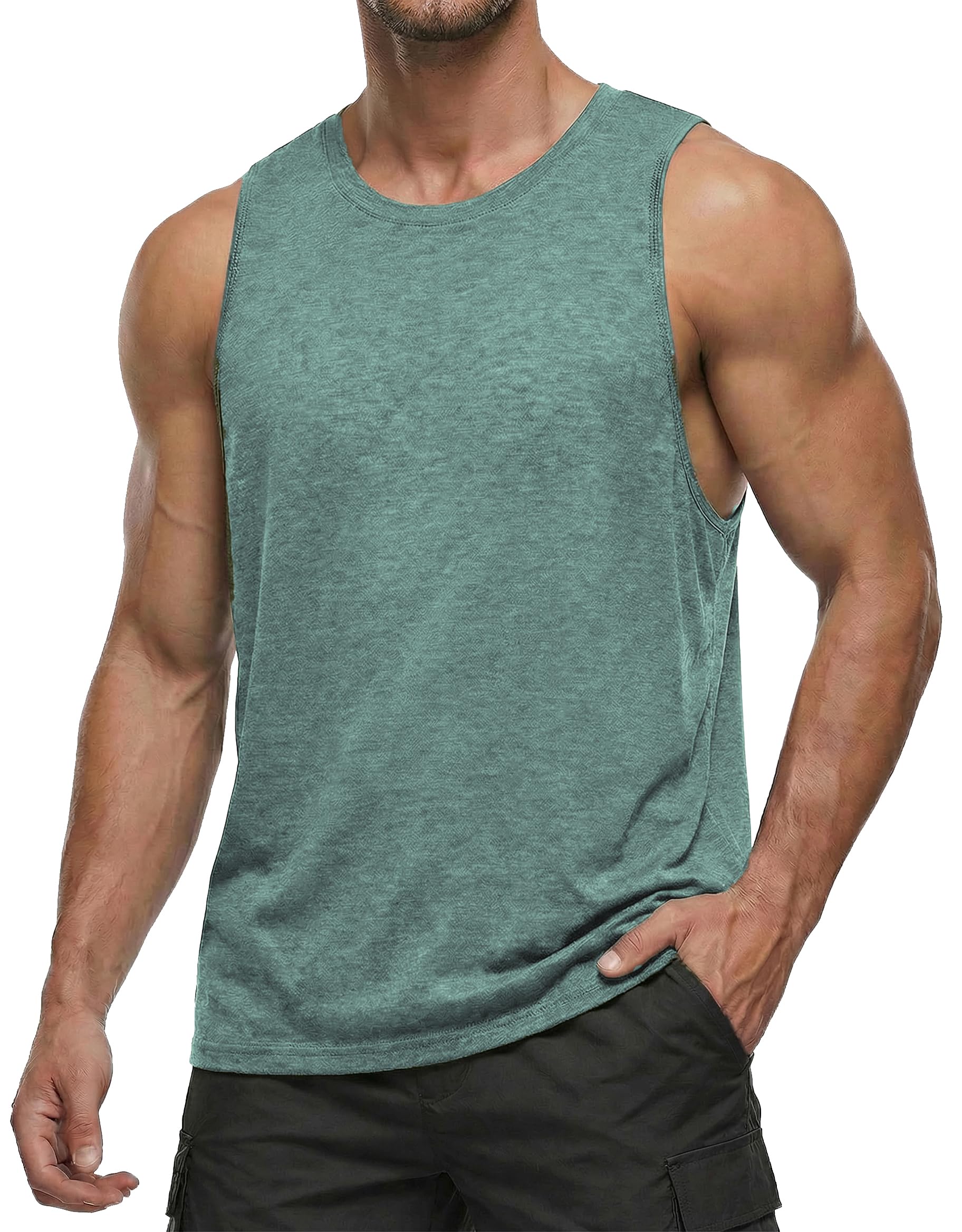 PINSPARK Men's Tank Tops Quick Dry Summer Workout Muscle Shirt Athletic Casual Sleeveless Shirts for Bodybuilding Beach Gym — view 13