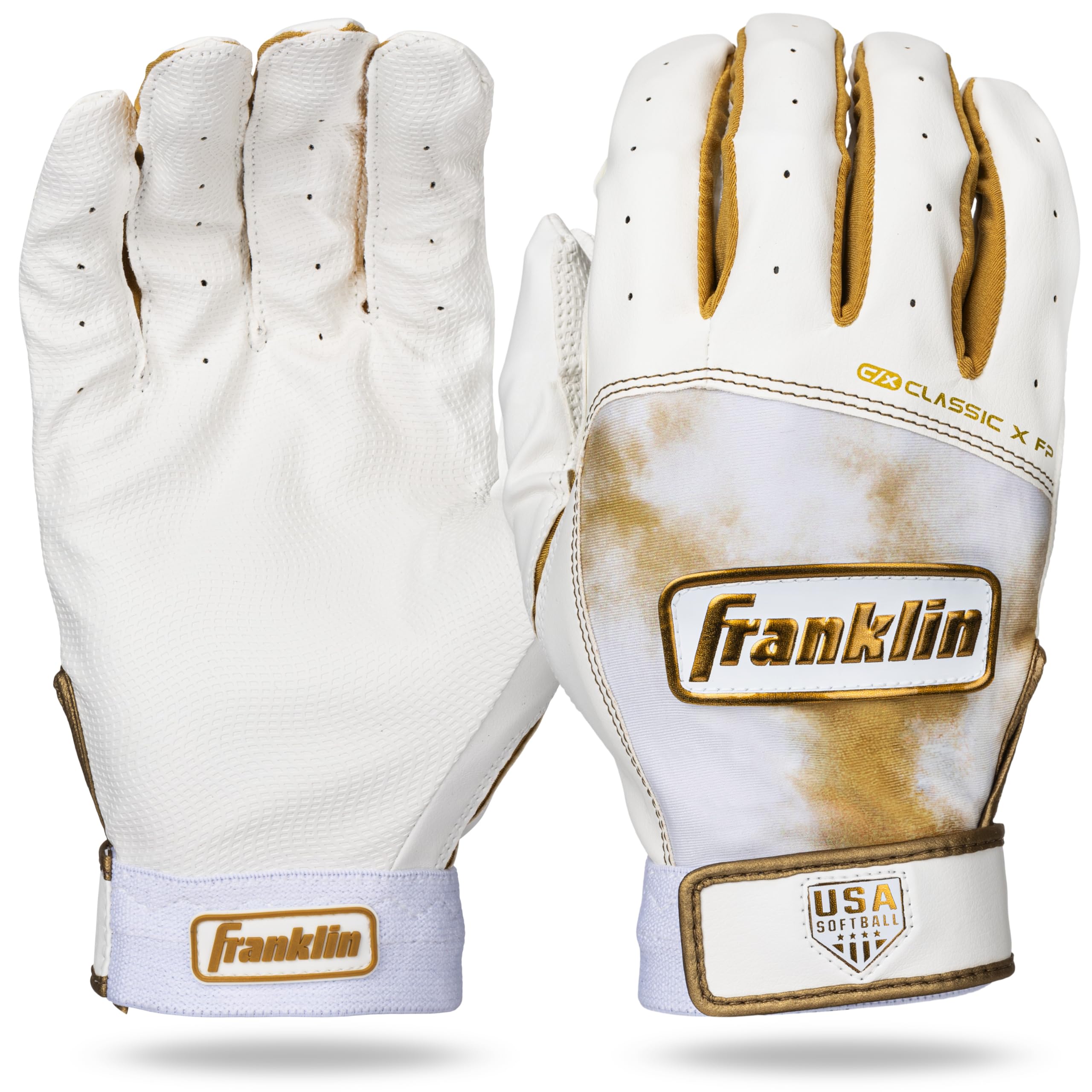 Franklin Sports USA Softball Batting Gloves - Infinite Powerstrap Women's Fastpitch + Softball Batting Gloves - Durable Full Wrap Cage Practice Gloves - Reinforced Wrist