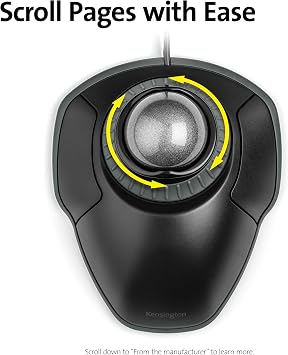 Kensington Orbit Trackball Mouse with Scroll Ring (K75327WW), Black-Grey