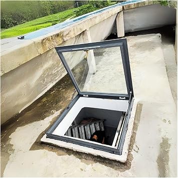 1pc Skylight Roof Window Access Hatch - Durable Aluminum Alloy & Tempered Glass for Attic, Basement, and Emergency Access34x34in