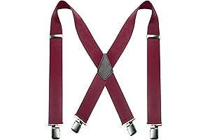 2-Inch Wide Heavy-Duty Men's Suspenders with 4 Durable Metal Clips